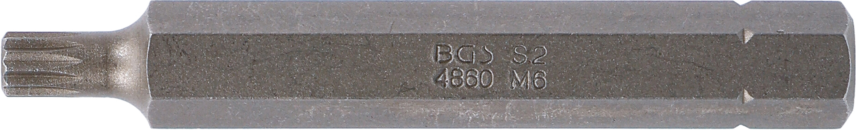BGS Bit | Länge 75 mm | Antrieb Außensechskant 10 mm (3/8") | Innenvielzahn (für XZN) M6