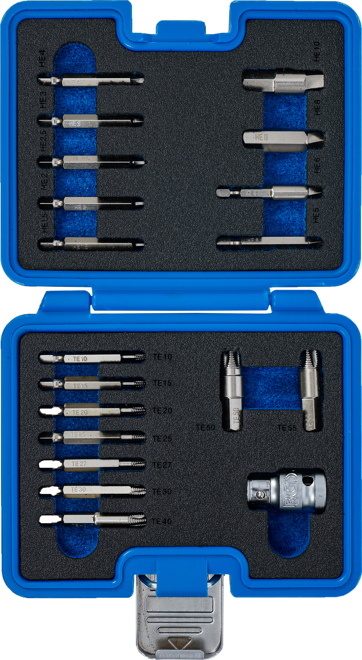 BGS Schraubenausdreher-Satz | für Innensechskant 1,5 - 10 mm / T-Profil (für Torx) | T10 - T55 | 19-tlg.