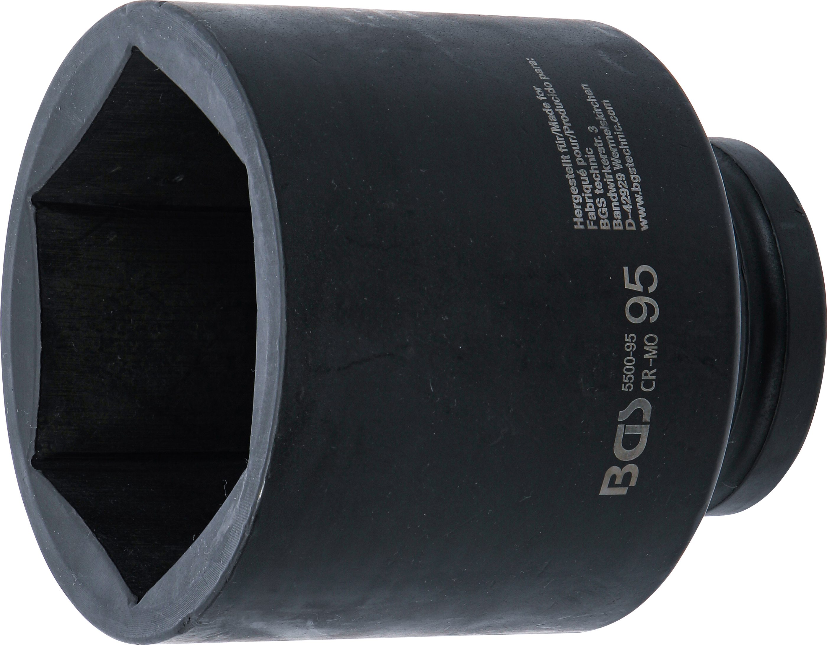 BGS Kraft-Steckschlüssel-Einsatz Sechskant, tief | Antrieb Innenvierkant 25 mm (1") | SW 95 mm