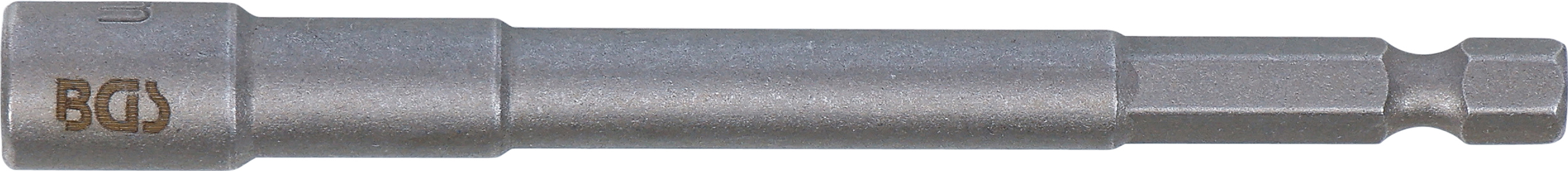 BGS Steckschlüssel-Einsatz Sechskant, extra lang | für Bohrmaschinen | Antrieb Außensechskant 6,3 mm (1/4") | SW 7 mm