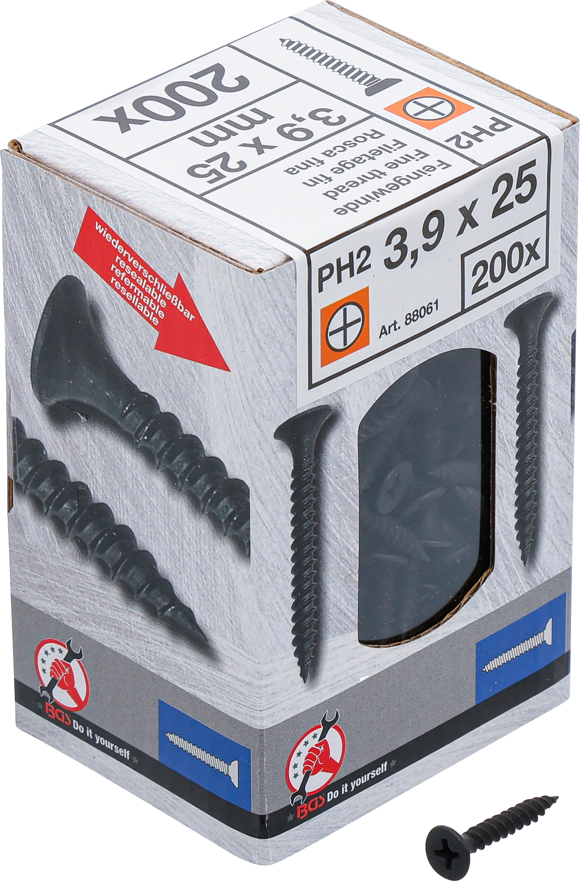 BGS Schnellbauschrauben | PH2 | Feingewinde | 3,9 x 25 mm | 200 Stück