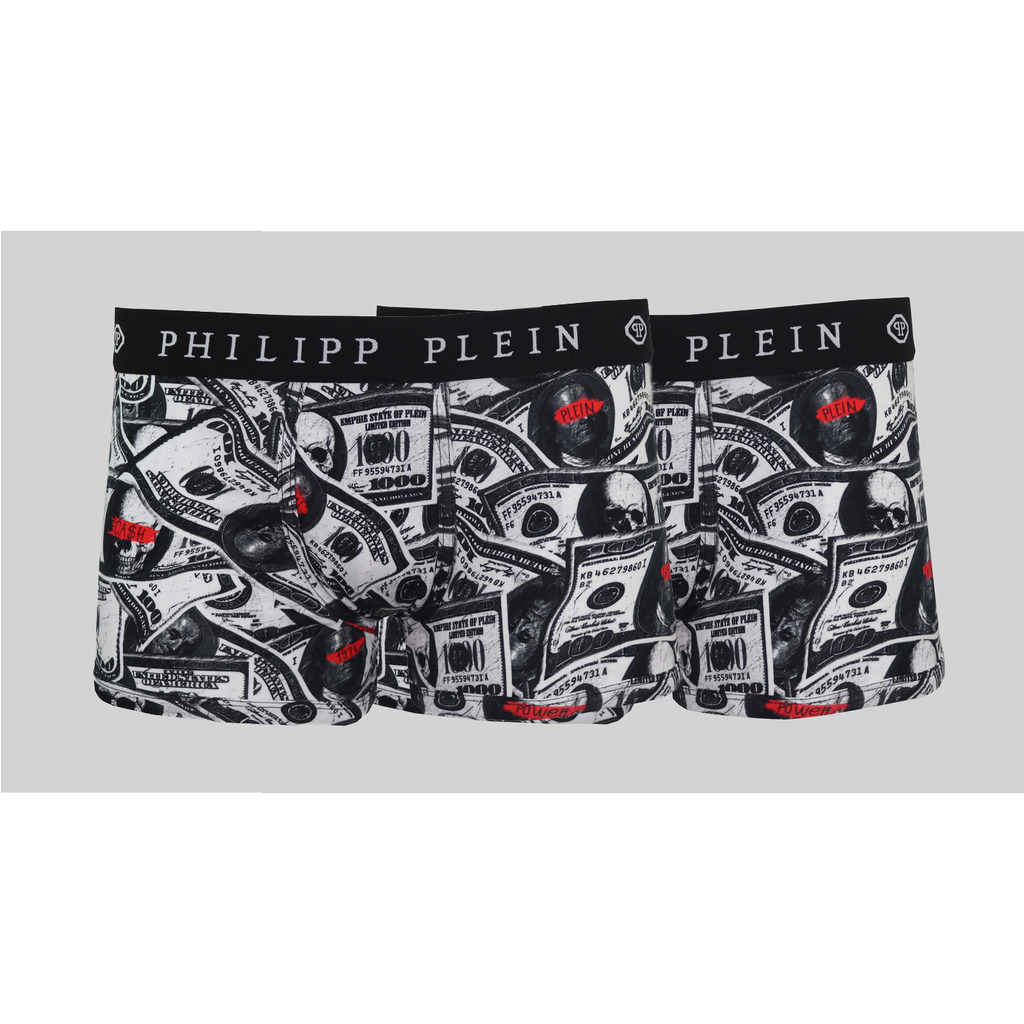 Philipp Plein Herren Boxershorts Skull 2er Pack Black Dollar Gr. M