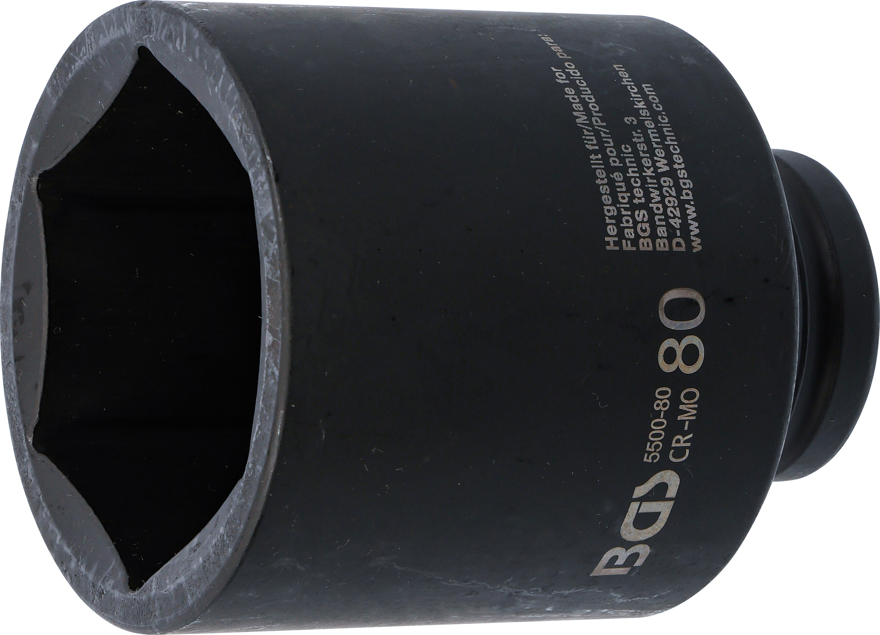 BGS Kraft-Steckschlüssel-Einsatz Sechskant, tief | Antrieb Innenvierkant 25 mm (1") | SW 80 mm