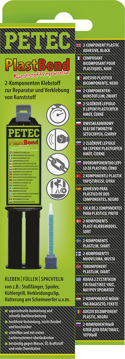 Petec PlastBond 24 ml 2K Kunststoff Klebstoff schwarz