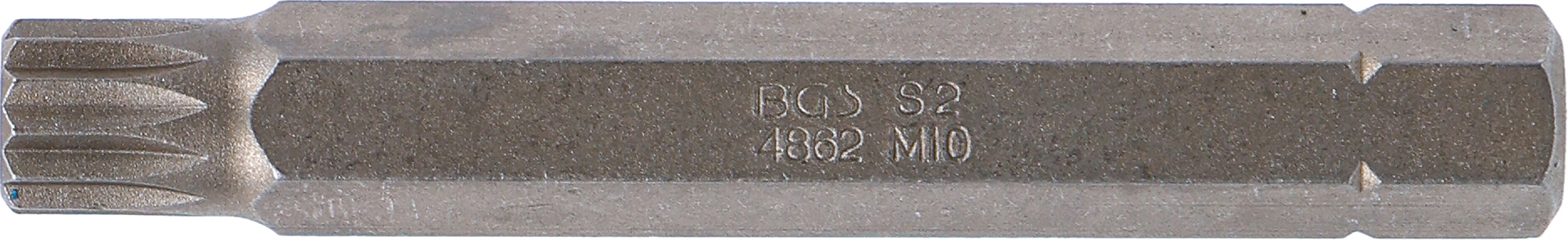 BGS Bit | Länge 75 mm | Antrieb Außensechskant 10 mm (3/8") | Innenvielzahn (für XZN) M10