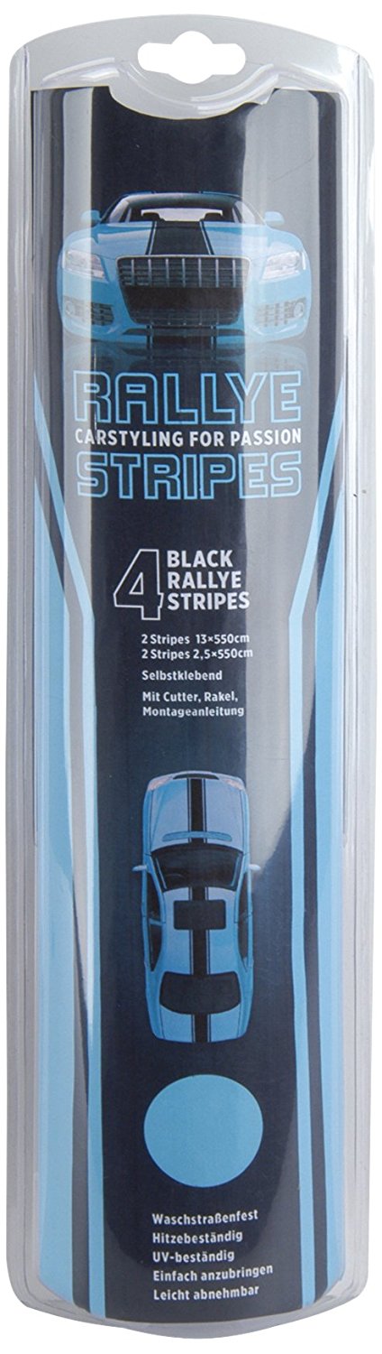 Orpro Auto Aufkleber Rallye Stripes schwarz