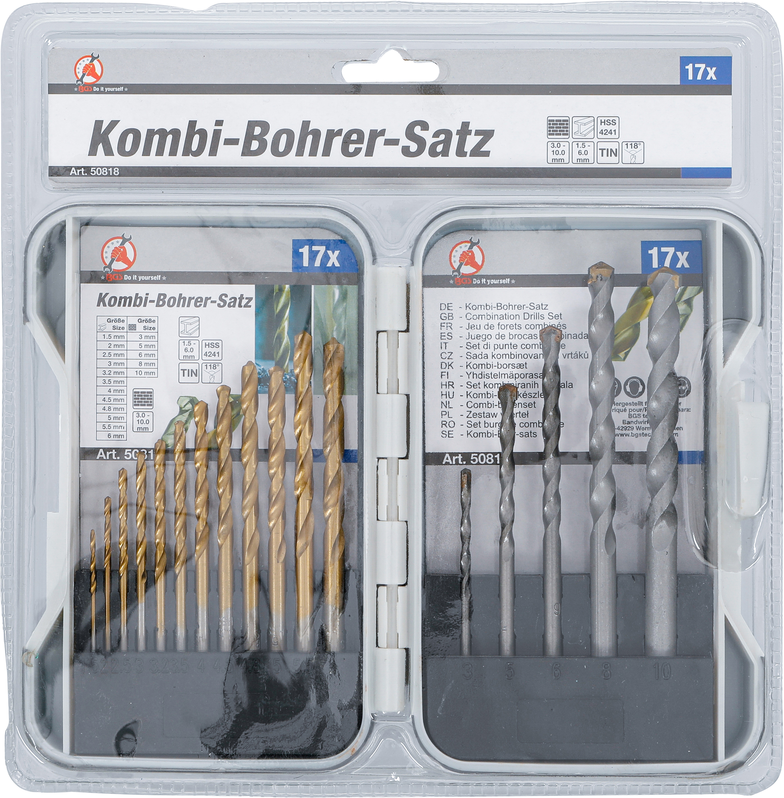 BGS Kombi-Bohrer-Satz | 1,5 - 10 mm | 17-tlg.