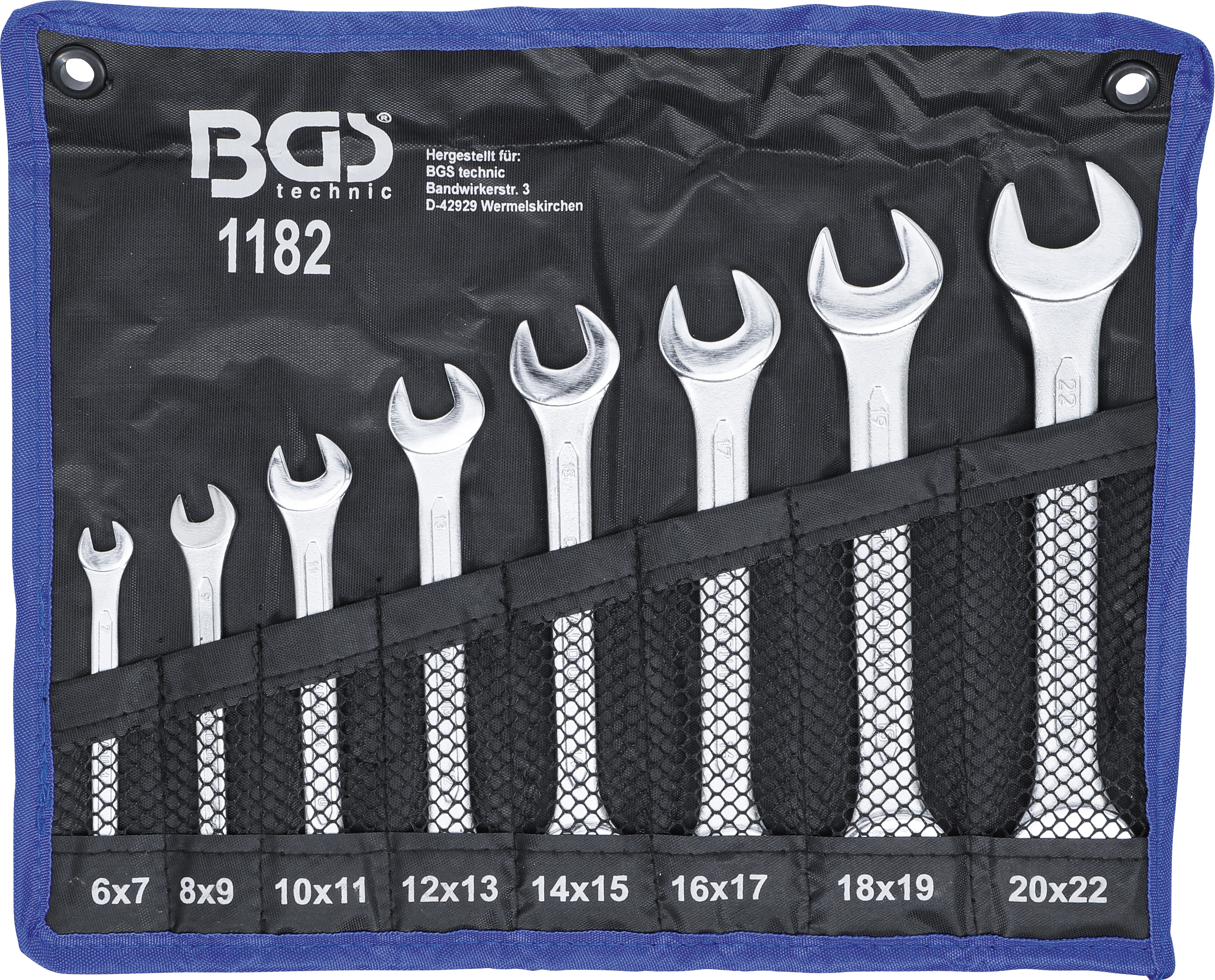 BGS Doppel-Maulschlüssel-Satz | SW 6 x 7 - 20 x 22 mm | 8-tlg.