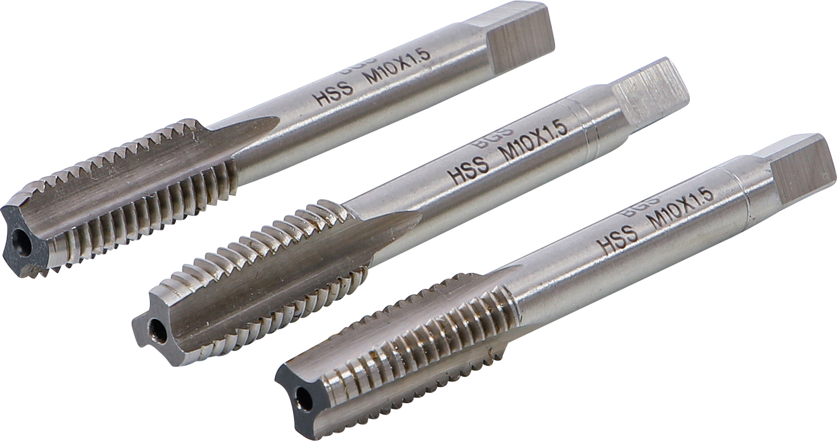 BGS Gewindebohrer-Satz | Vor-, Mittel- und Fertigschneider | HSS-G | M10 x 1,5 | 3-tlg.