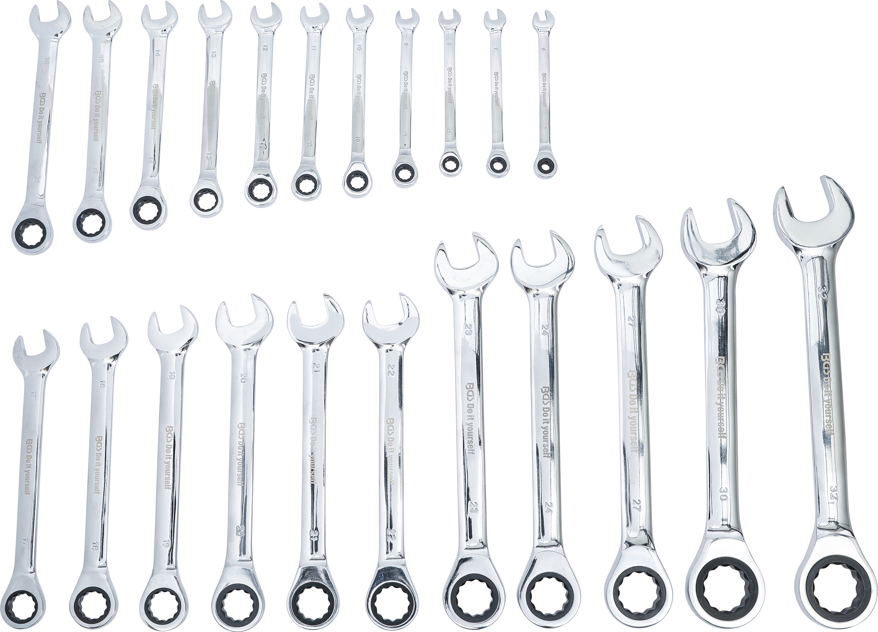 BGS Ratschenring-Maulschlüssel-Satz | SW 6 - 32 mm | 22-tlg.