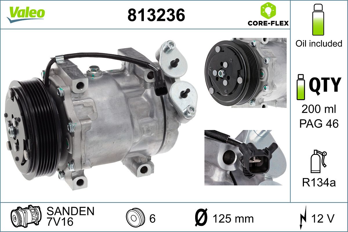 Kompressor, Klimaanlage “VALEO  , 7V16 , SANDEN ”