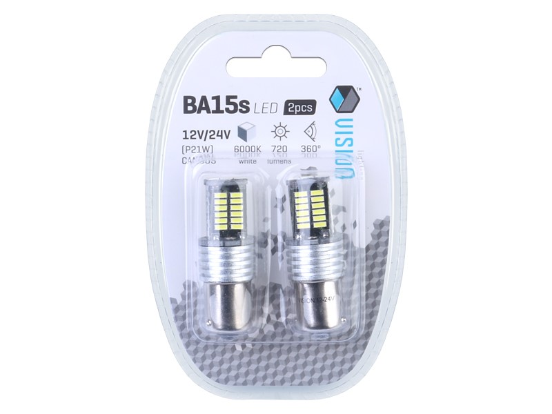 Vision LED Lampe 12V/24V P21W BA15S 30x4014 SMD Weiss Canbus