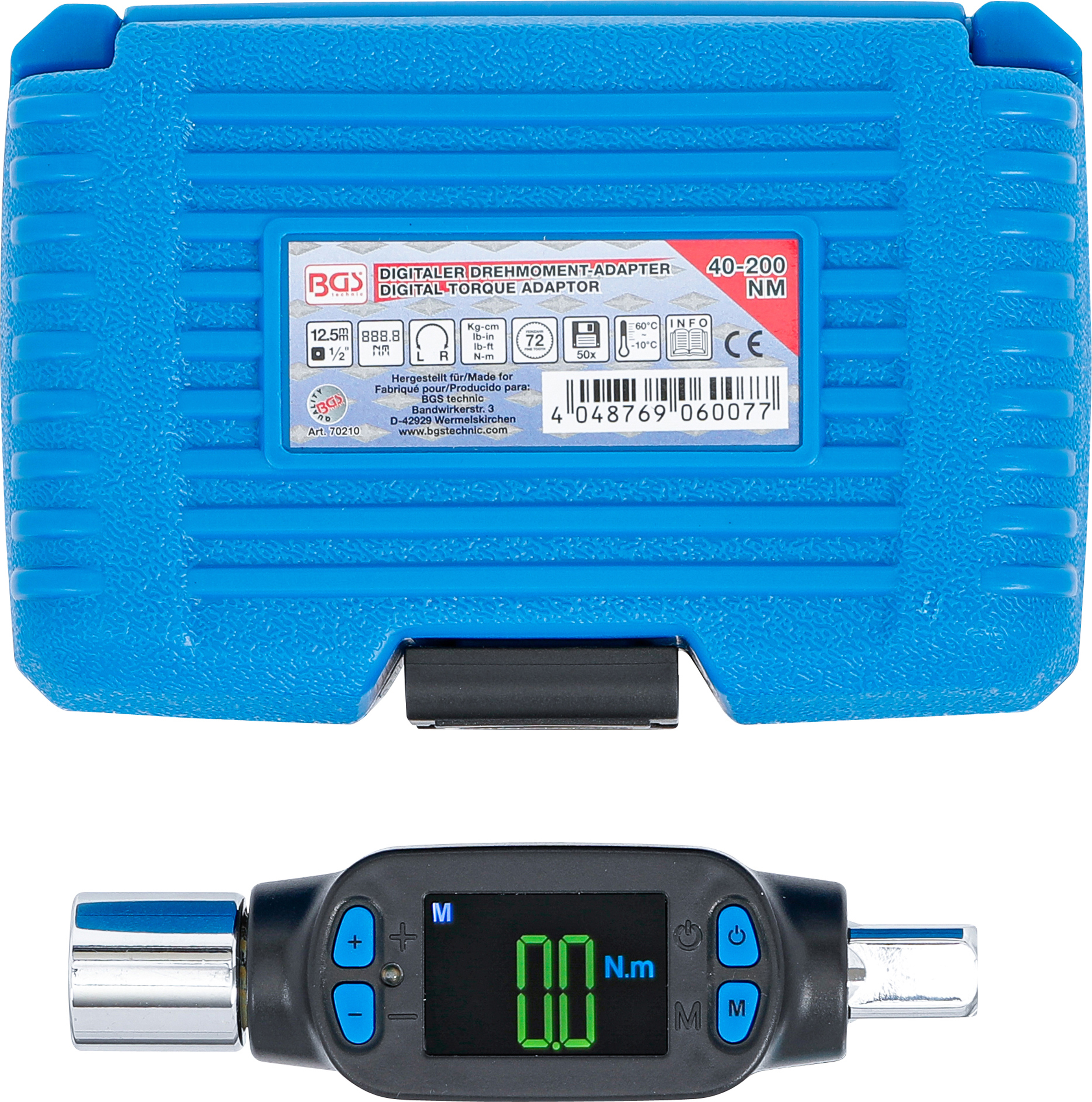 BGS Digitaler Drehmoment-Adapter | 12,5 mm (1/2") | 40 - 200 Nm