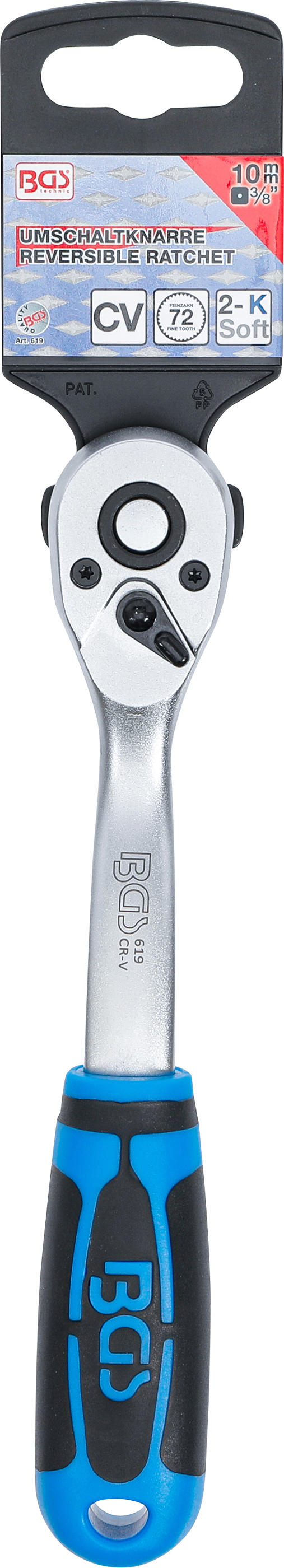 BGS Umschaltknarre | feinverzahnt | Abtrieb Außenvierkant 10 mm (3/8")