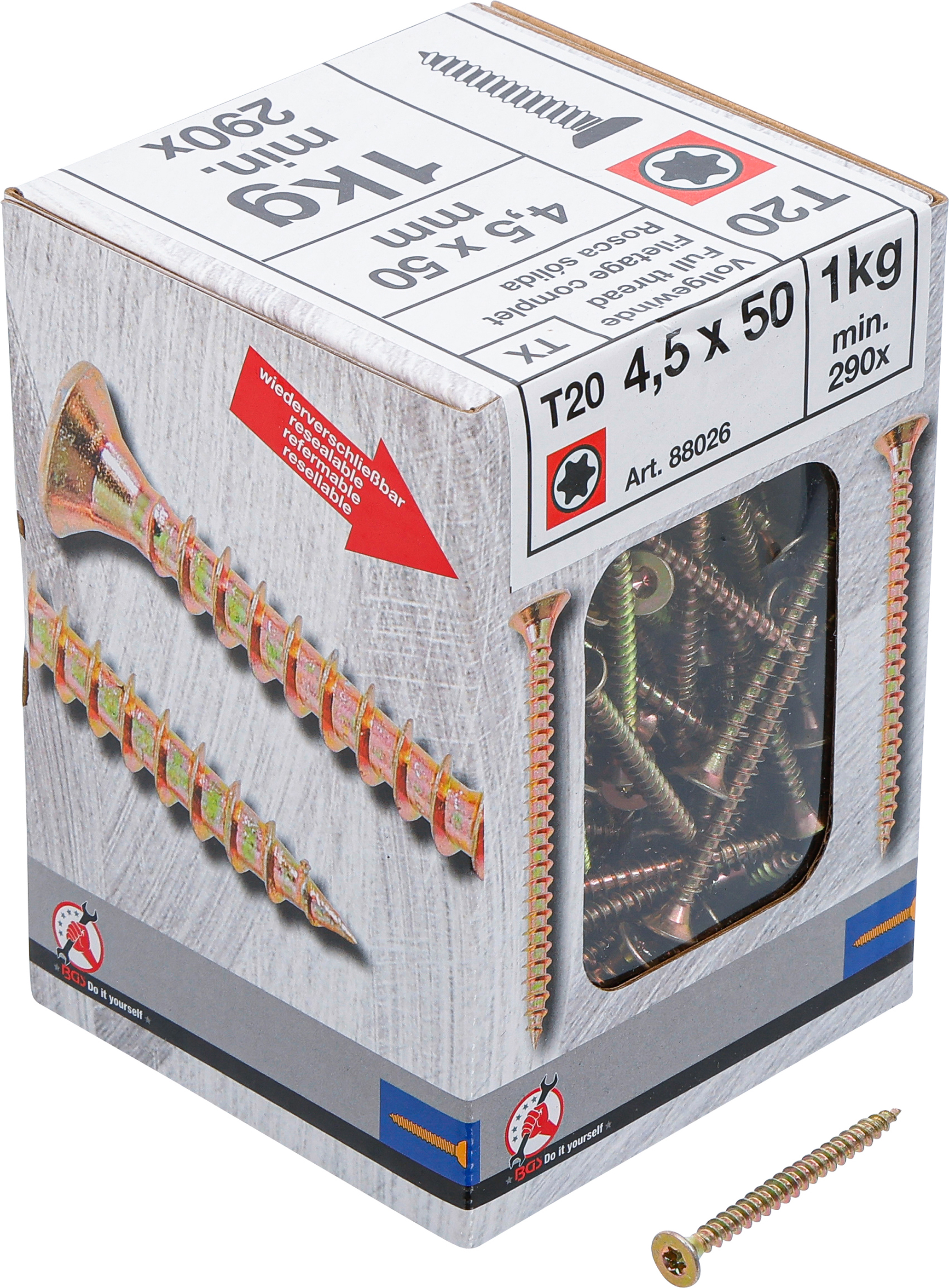 BGS Mehrzweckschrauben | T-Profil ( für Torx) T20 | 4,5 x 50 mm | 1 kg / 290 Stück