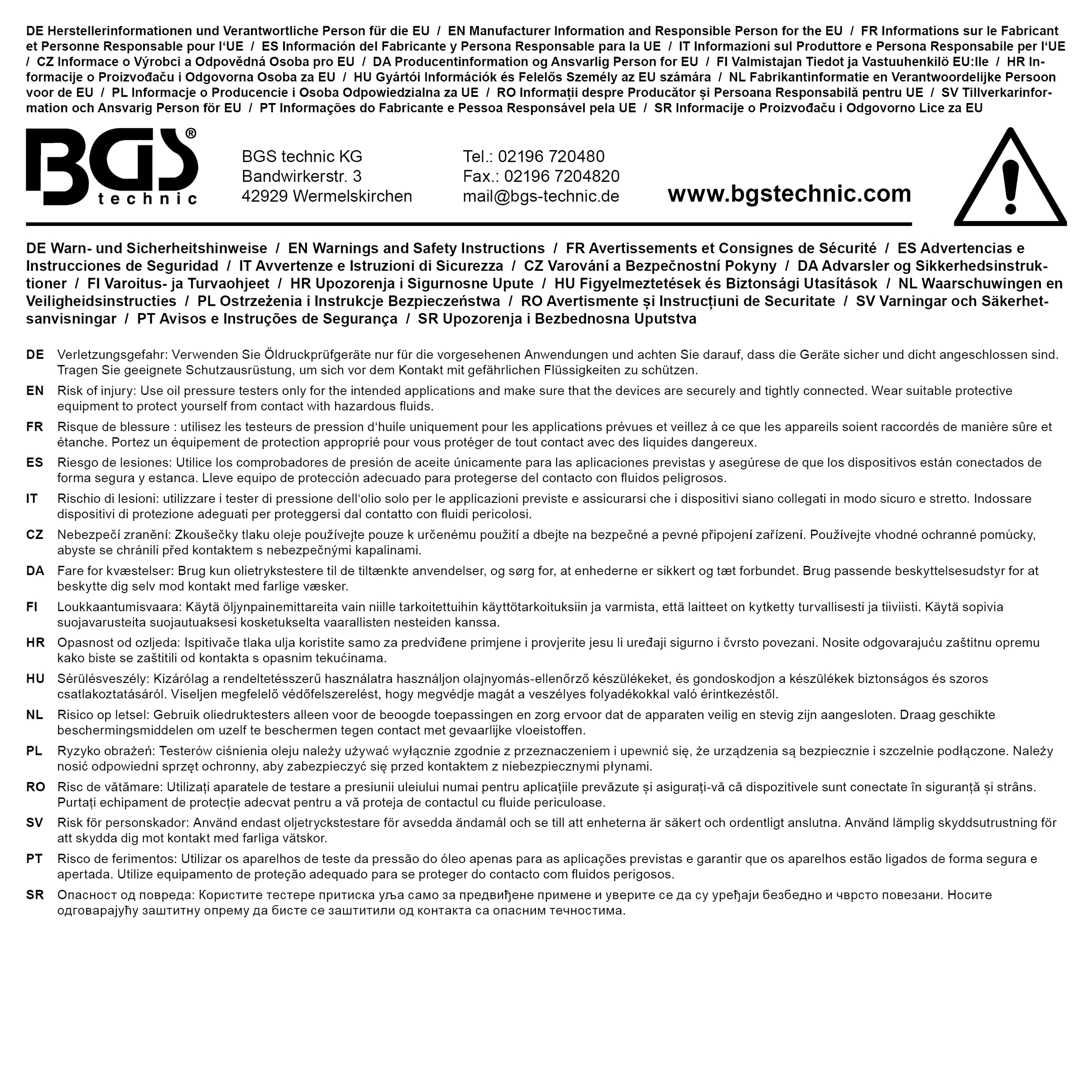 BGS Kompressions-/ Druckverlust-Adapter | für FIAT Ducato