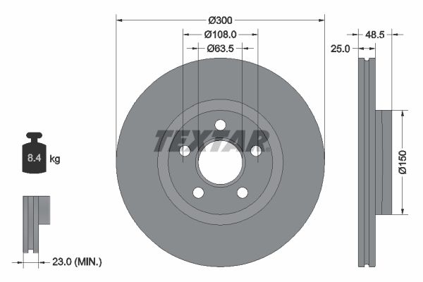 Bremsscheibe 92326003 “TEXTAR 300 mm, 25 mm”