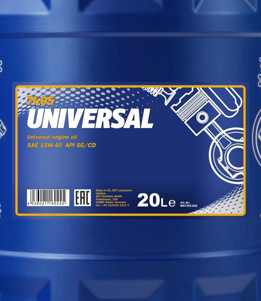 15W-40 Mannol 7405 Universal Motoröl 20 Liter