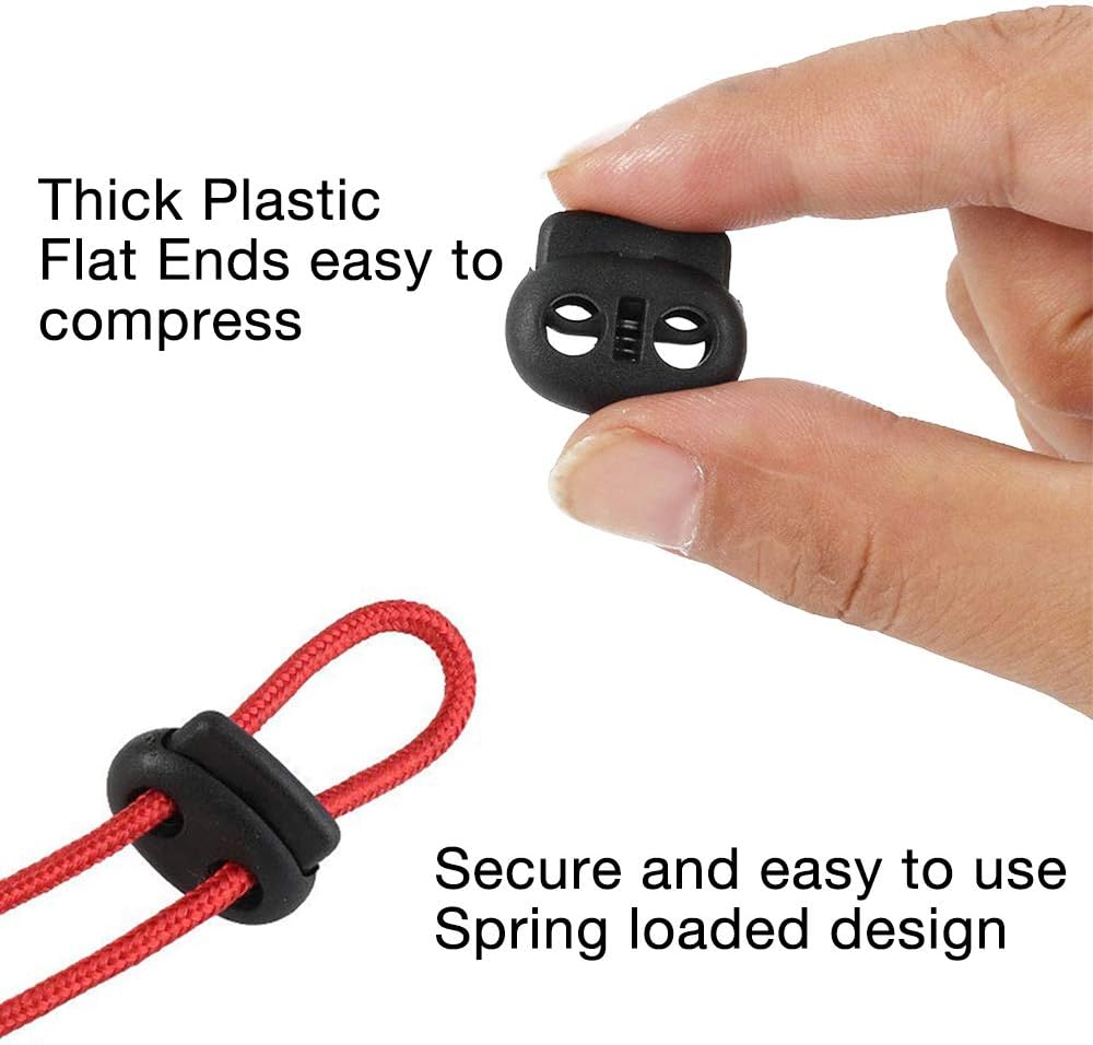 IWILCS 50 Pcs Kordelstopper, Kordelklemme(Doppellochung), Runde Kordelstopper Kunststoff, für Schnurenden, für das Camping, Wandern, den Sport, Rucksä