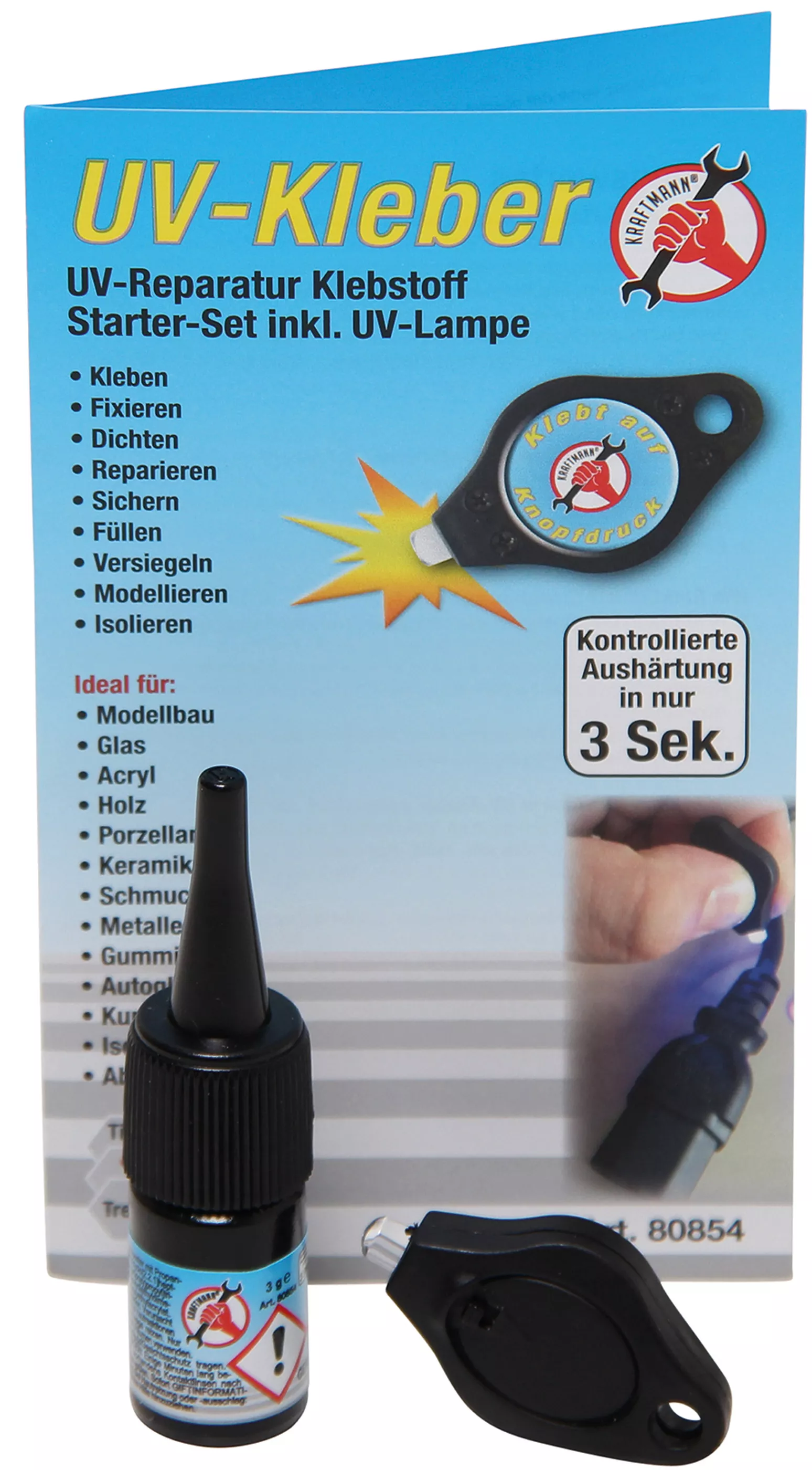 BGS Technic UV Kleber inkl. UV Lampe Flasche 3 g
