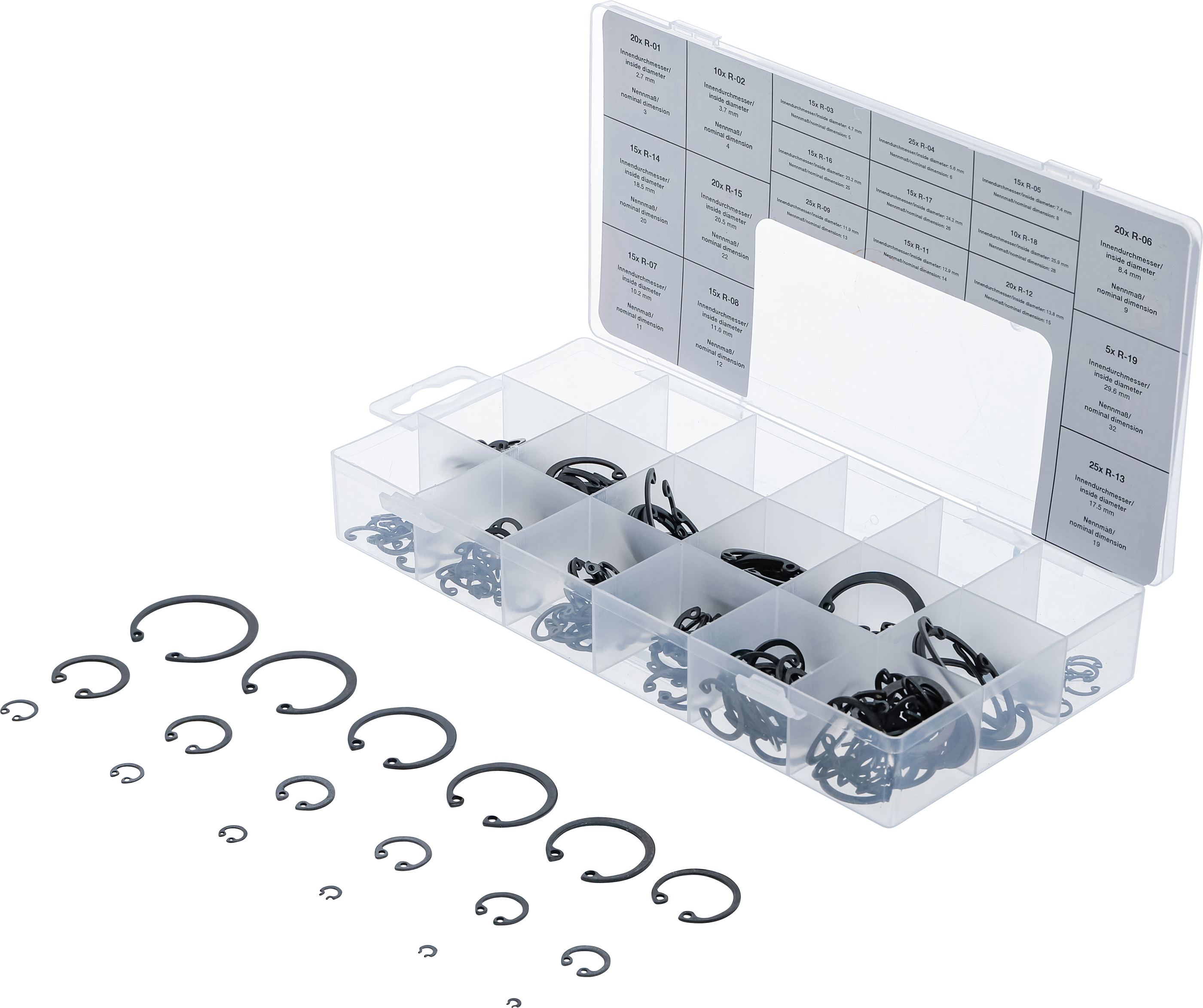 BGS Innen-Seegerring-Sortiment (Sprengringe) | Ø 3 - 32 mm | 300-tlg.