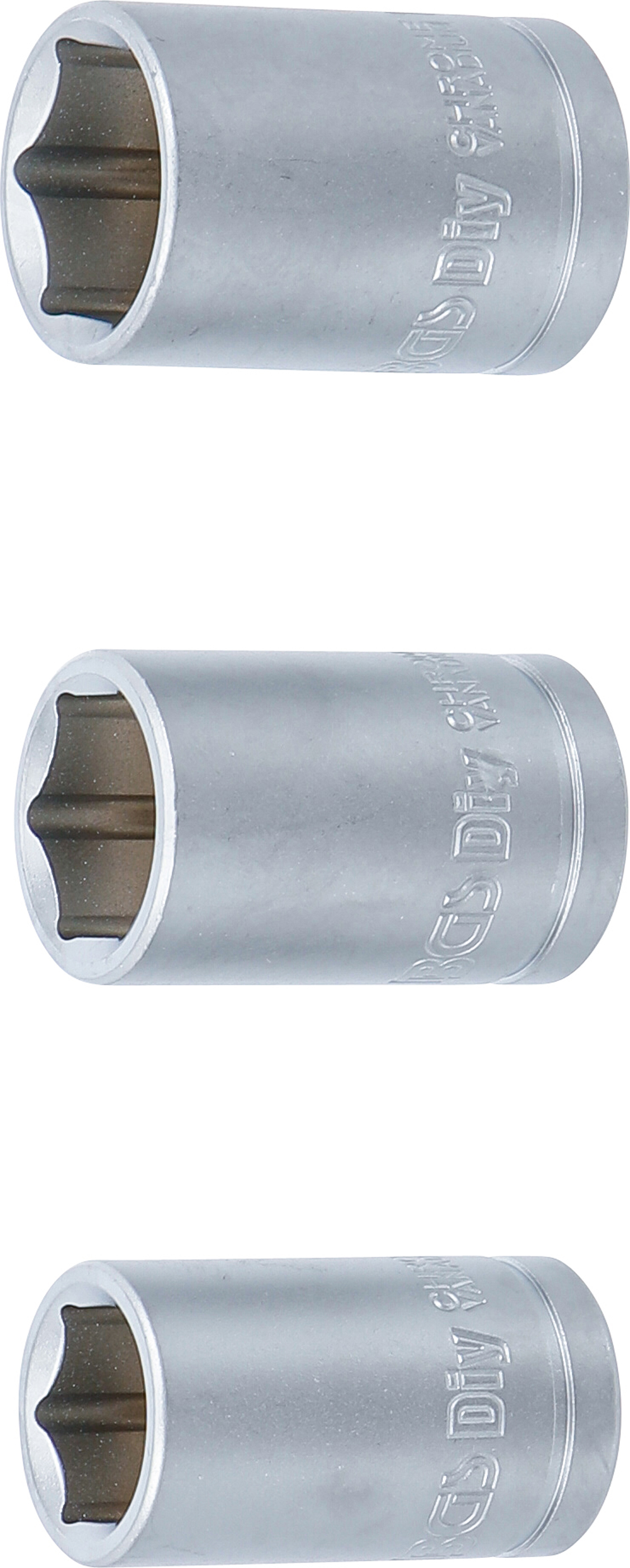 BGS Steckschlüsseleinsatz-Satz | Antrieb 12,5 mm (1/2") | SW 15 - 17 - 19 mm | 3-tlg.