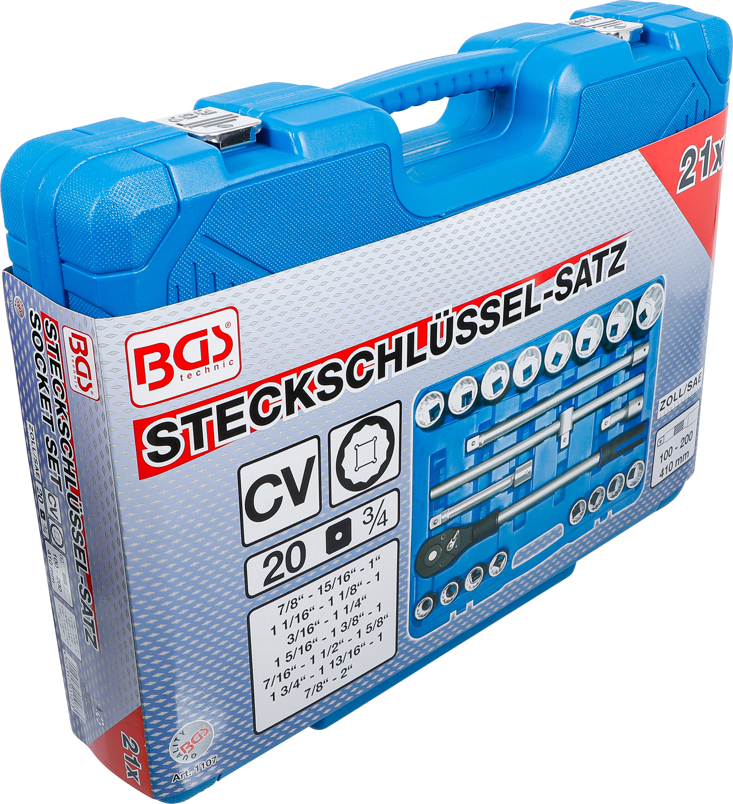 BGS Steckschlüssel-Satz | Antrieb 20 mm (3/4") | Zollgrößen | 21-tlg.