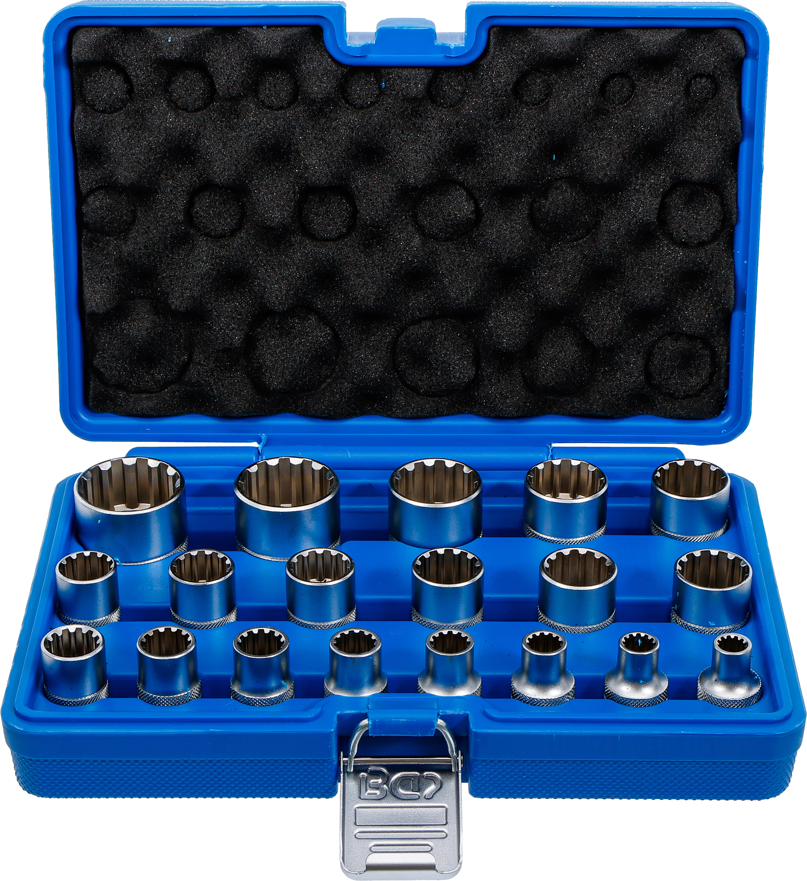 BGS Steckschlüssel-Einsatz-Satz Gear Lock | Antrieb Innenvierkant 12,5 mm (1/2") | 19-tlg.