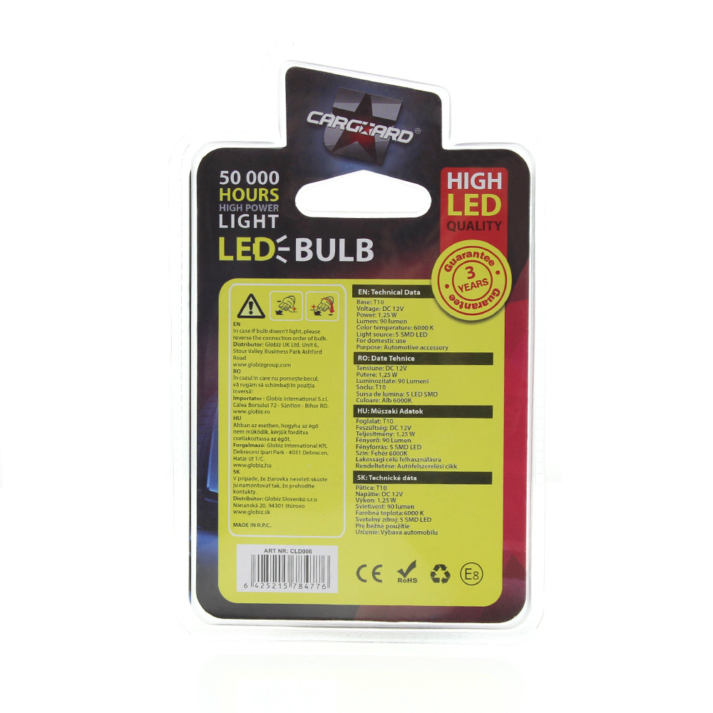 MTR LED Glassockel 12V W5W T10 1,25W SMD 2er Set