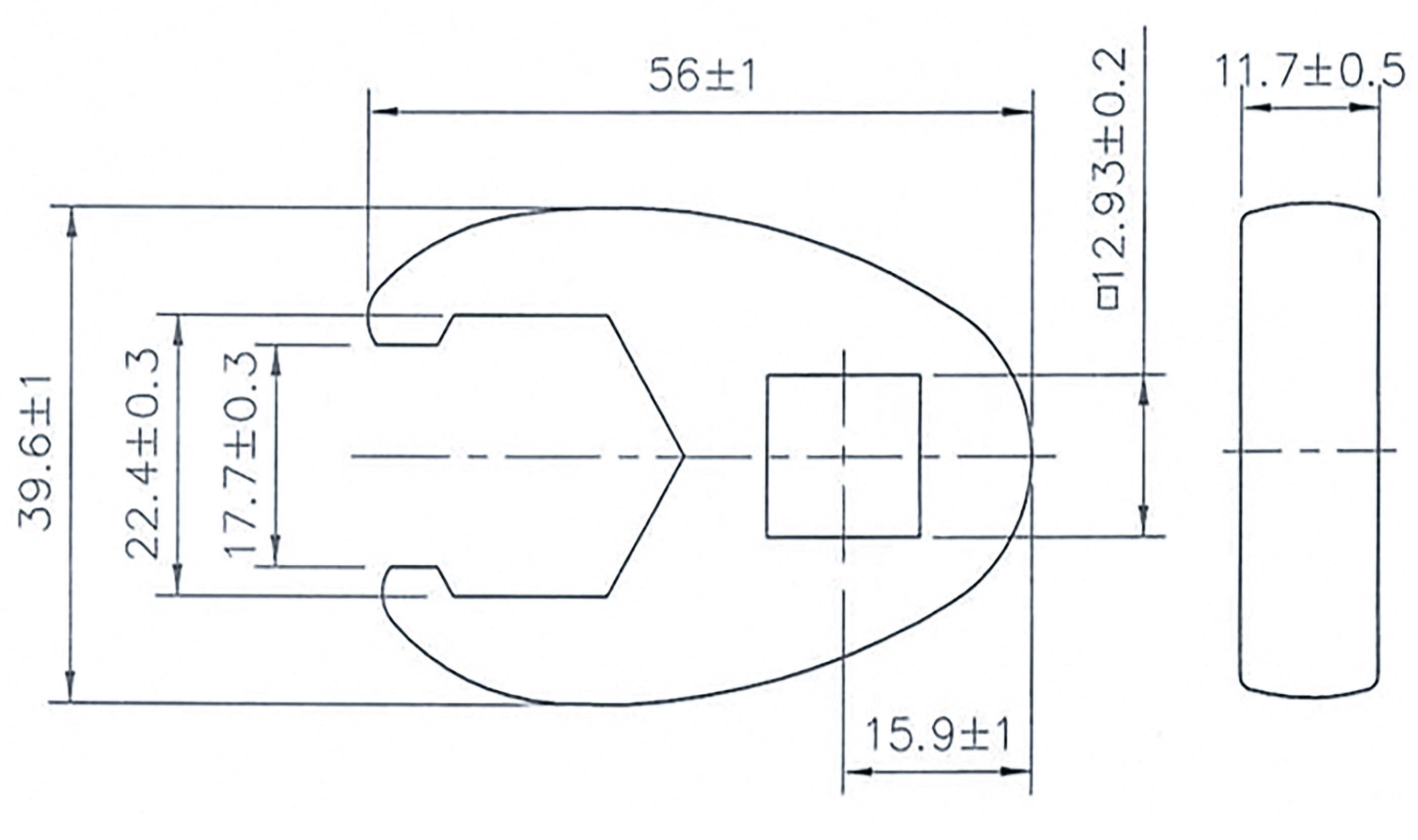 BGS Hahnenfußschlüssel | Antrieb Innenvierkant 12,5 mm (1/2") | SW 22 mm