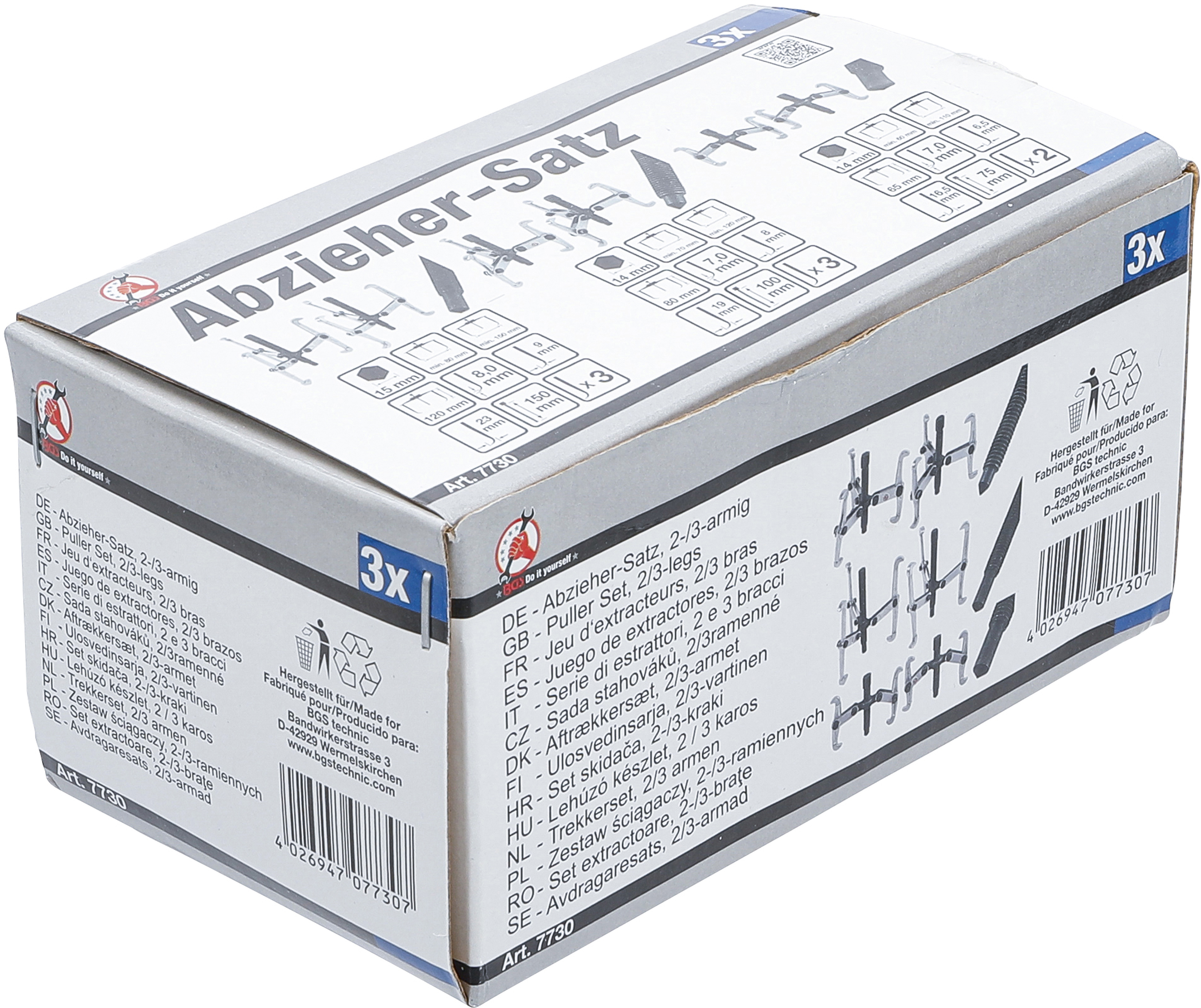 BGS Abzieher-Satz, 2-/3-armig | 150 / 100 / 75 mm | 3-tlg.