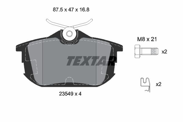 Bremsbelagsatz, Scheibenbremse 2354901 “TEXTAR 87,2 mm, 47,1 mm, 16,8 mm”