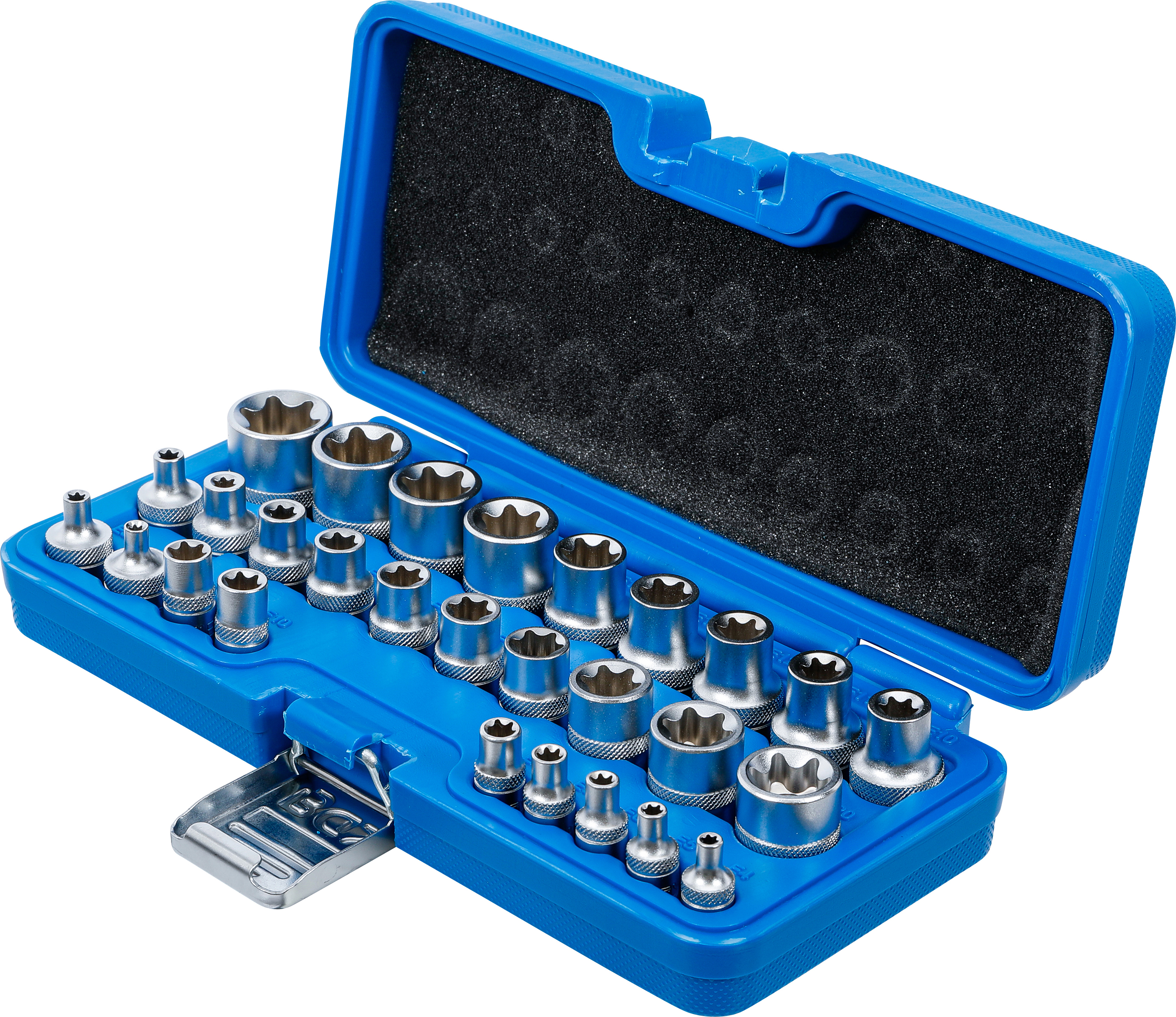 BGS Steckschlüssel-Einsatz-Satz, E-Profil | Antrieb Innenvierkant 6,3 mm (1/4") / 12,5 mm (1/2") | SW E4 - E24 | 28-tlg.