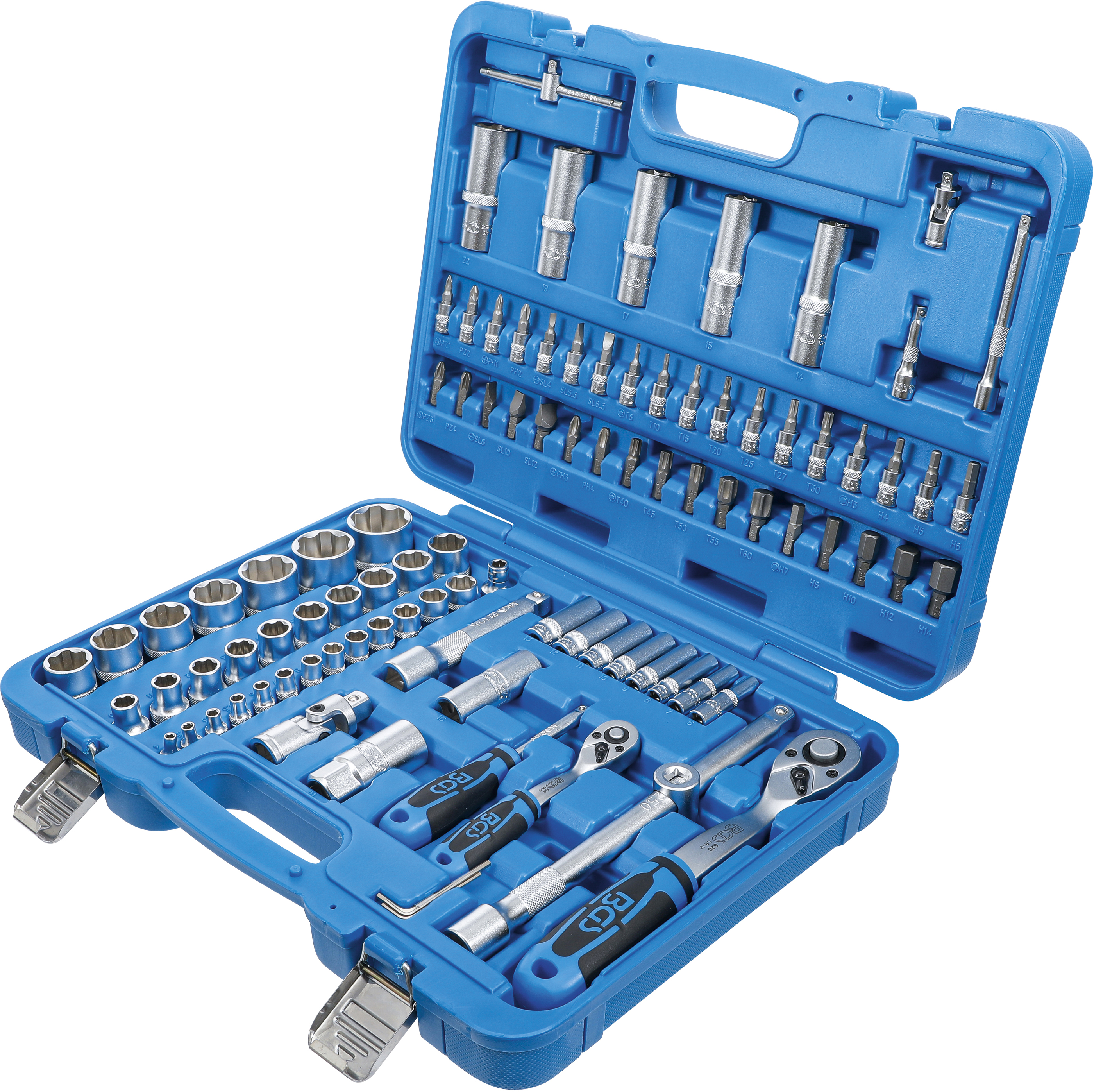 BGS Steckschlüssel-Satz Wellenprofil | Antrieb 6,3 mm (1/4") / 12,5 mm (1/2") | 95-tlg.