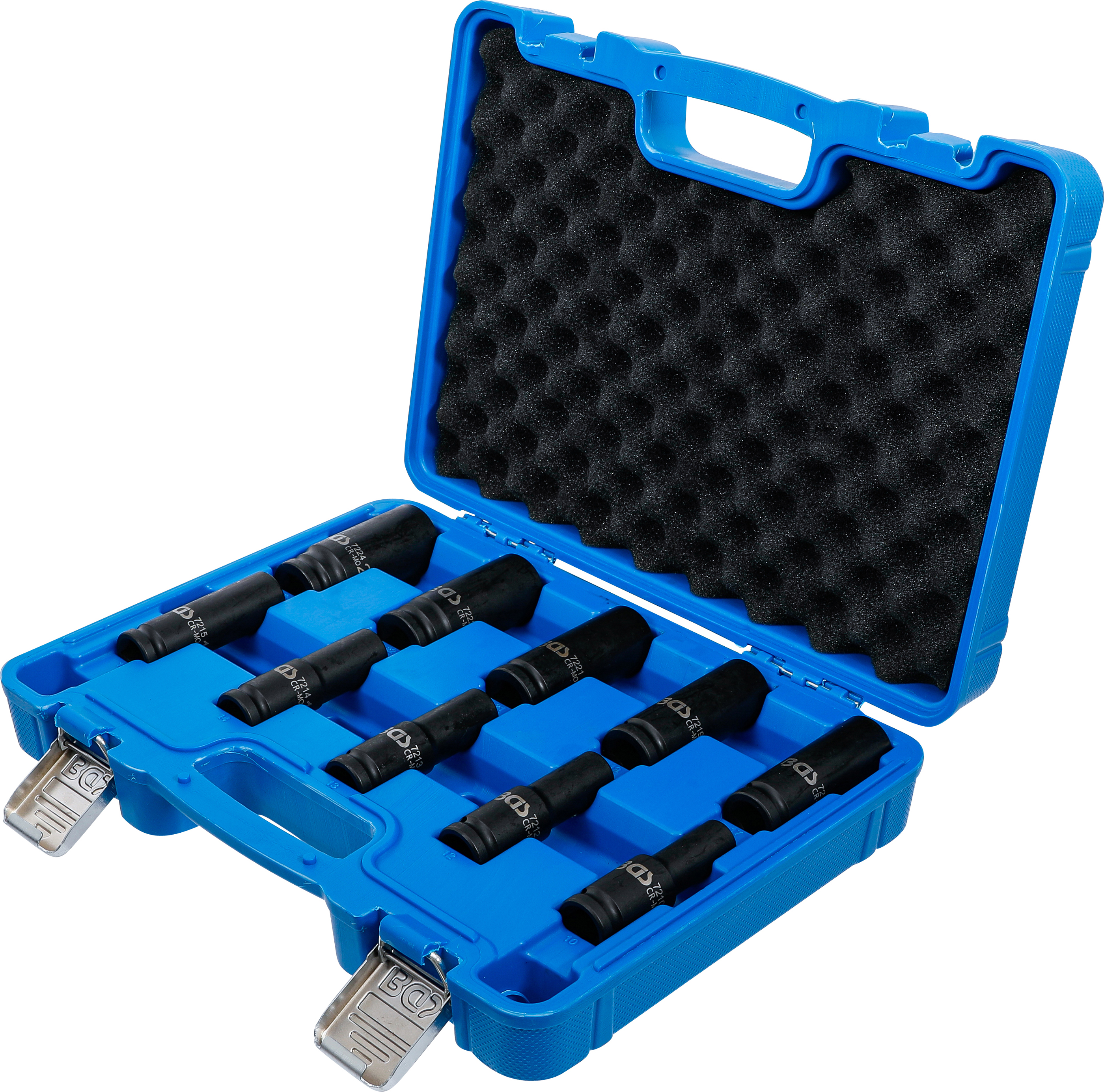 BGS Kraft-Steckschlüssel-Einsatz-Satz Sechskant, tief | Antrieb Innenvierkant 12,5 mm (1/2") | SW 10 - 24 mm | 10-tlg.