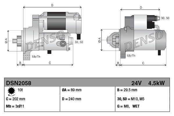 Anlasser (24V, 4,5kW, (en) new with a deposit) passt zu: BOBCAT 360, 470; MANITOU MLT634 -120 LSU, MLT735 -120 LSU, MLT741 -120 LSU; MASSEY FERGUSON 5440, 5445, 5450, 5455, 5460, 5465, 5475, 5475 SA