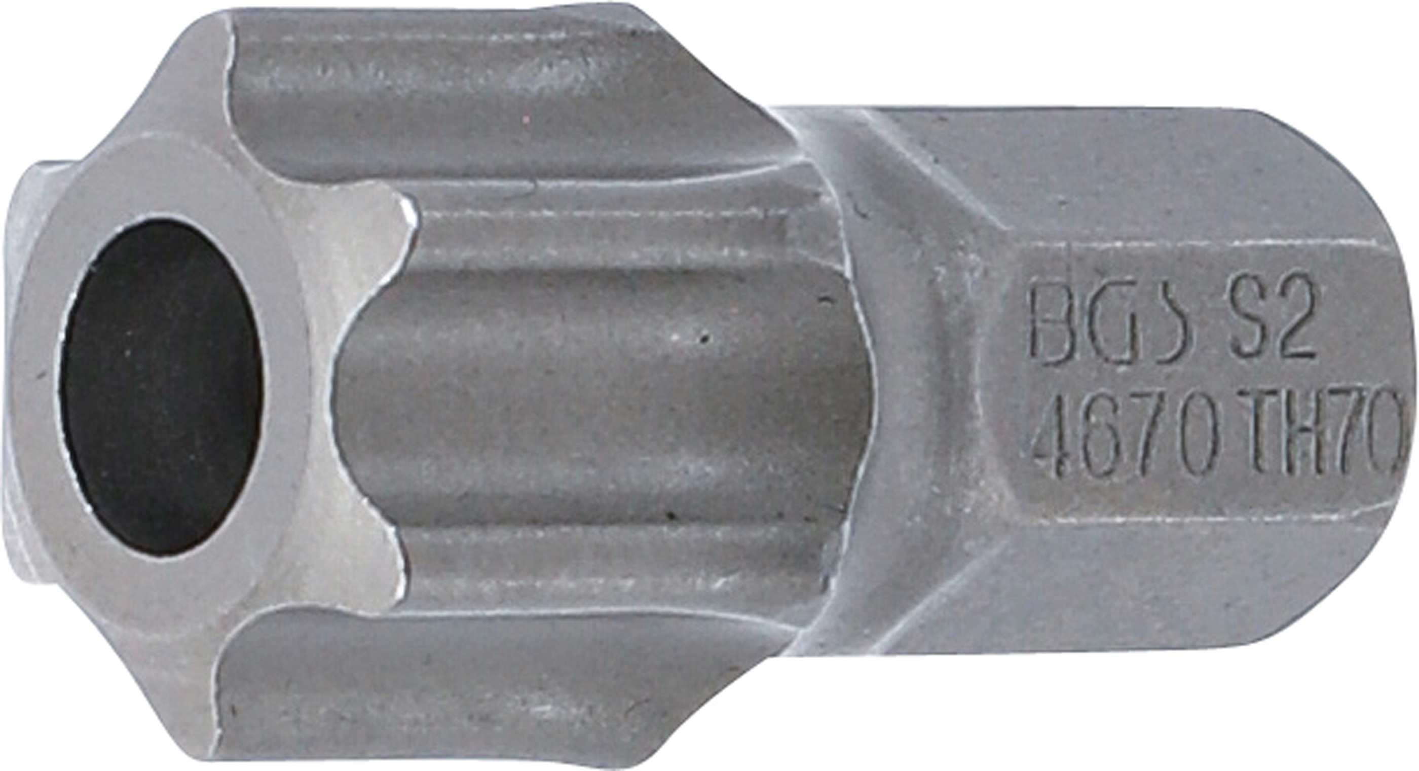 BGS Bit | Länge 30 mm | Antrieb Außensechskant 10 mm (3/8") | T-Profil (für Torx) mit Bohrung T70