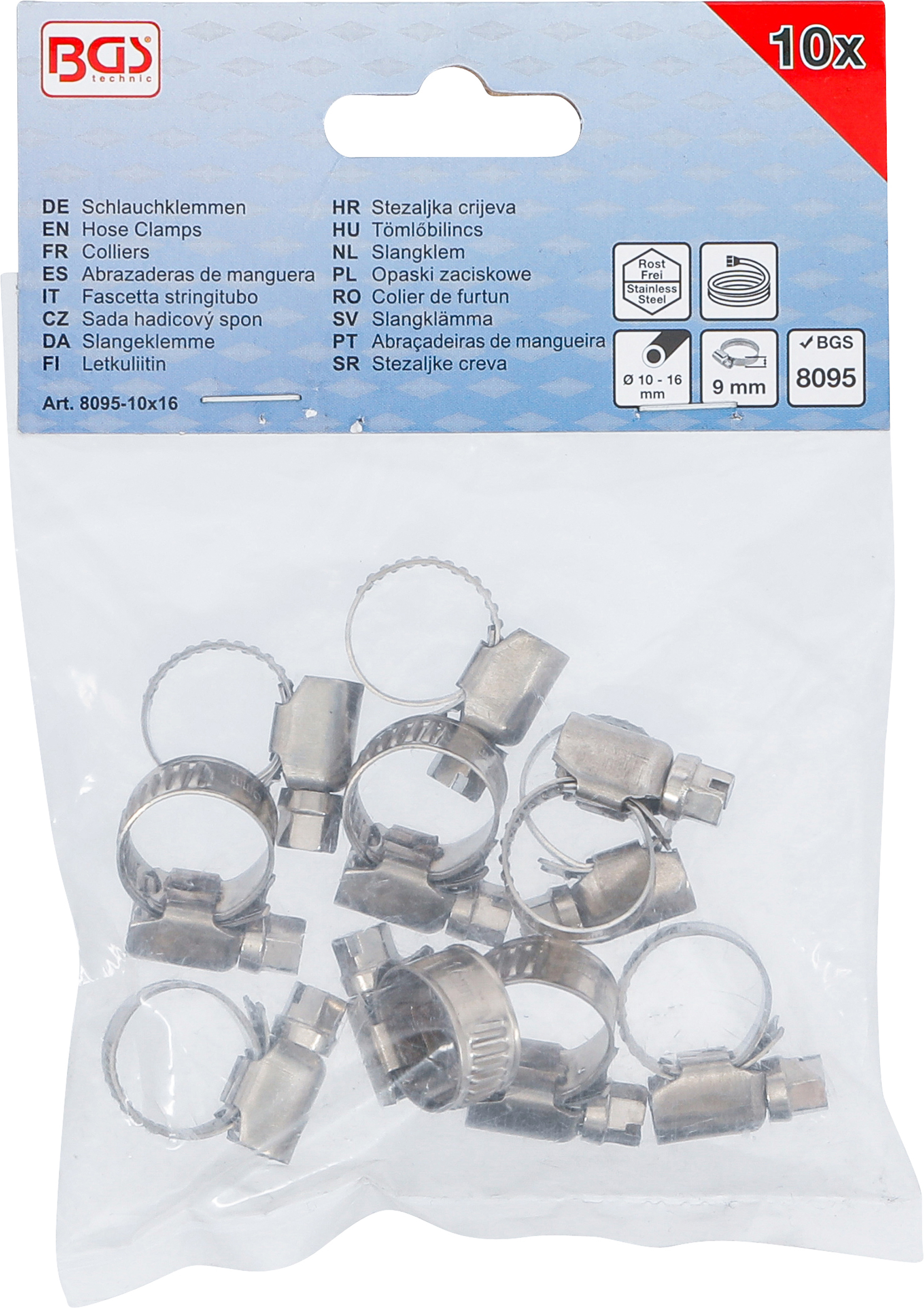 BGS Schlauchklemmen | rostfrei | 10 x 16 mm | 10-tlg. BGS Schlauchklemmen | rostfrei | 10 x 16 mm | 10-tlg.