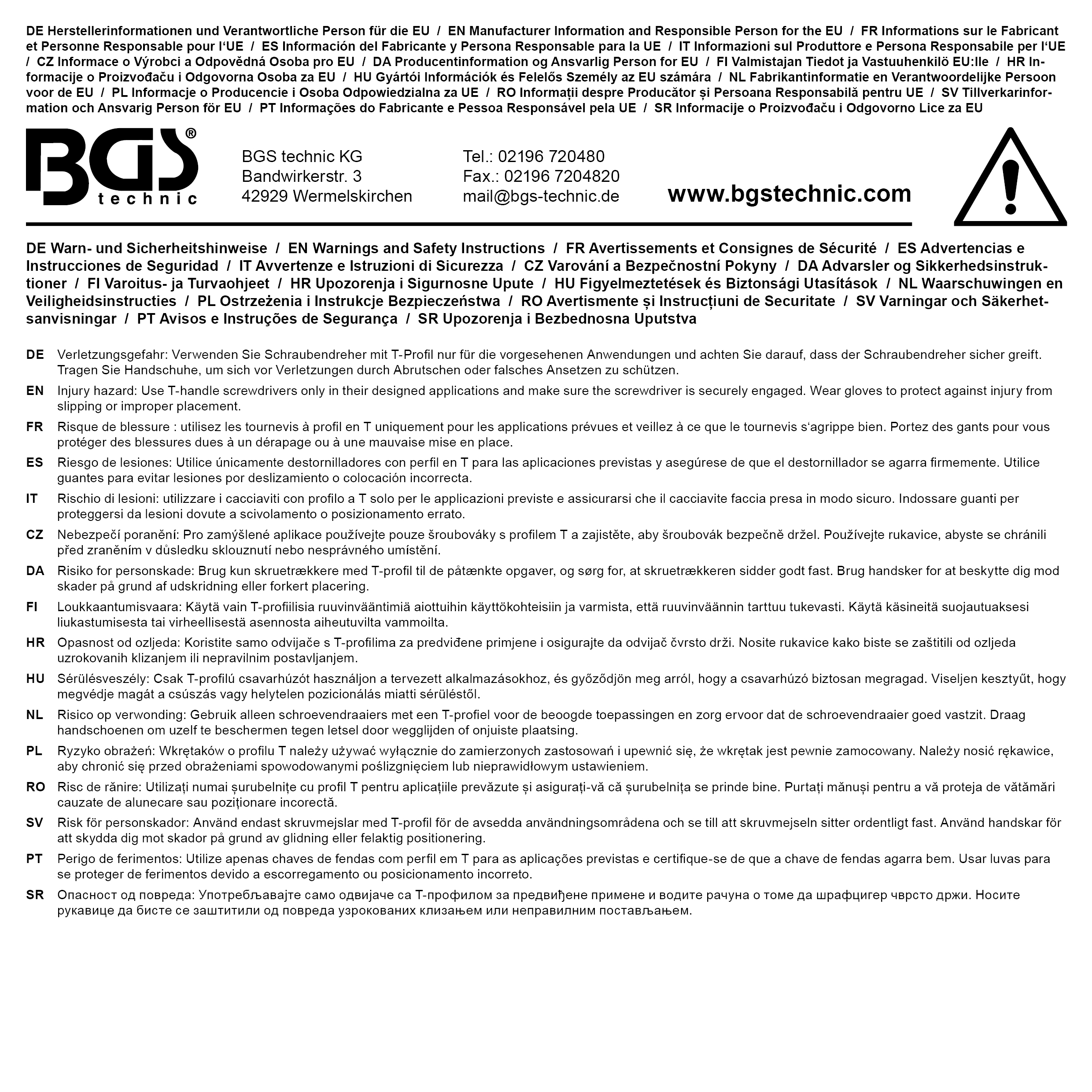 BGS Schraubendreher | T-Profil (für Torx) mit Bohrung T25 | Klingenlänge 100 mm
