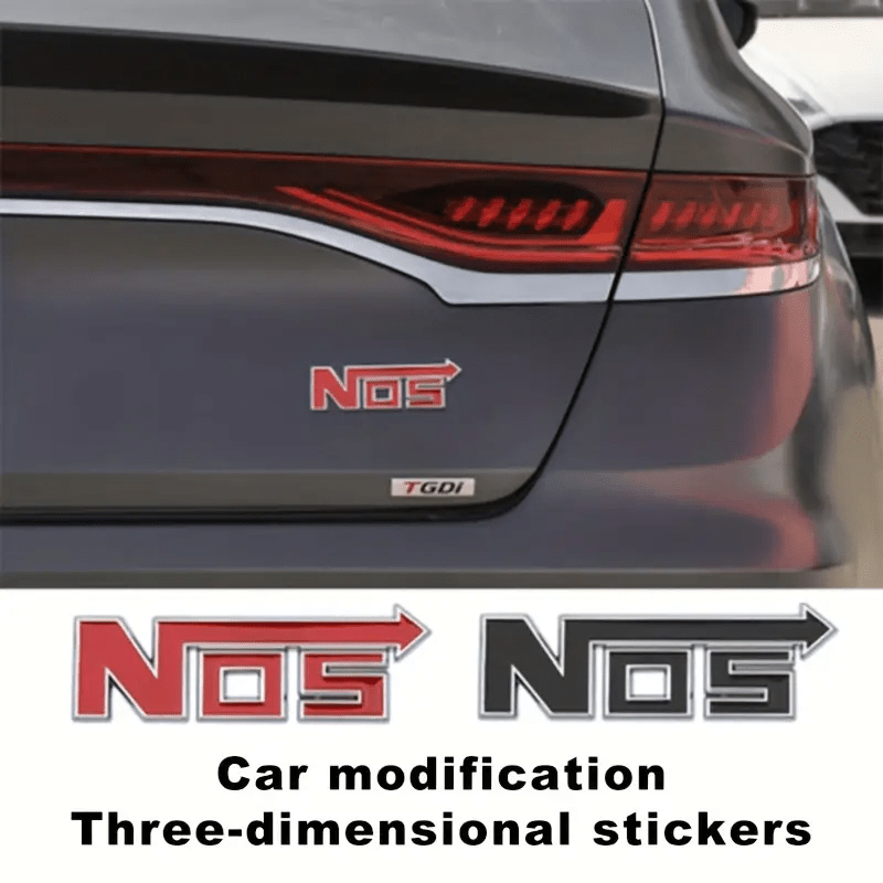 NOS Auto Emblem Nos Flasche 3D Sticker Rot 3,2x11 cm