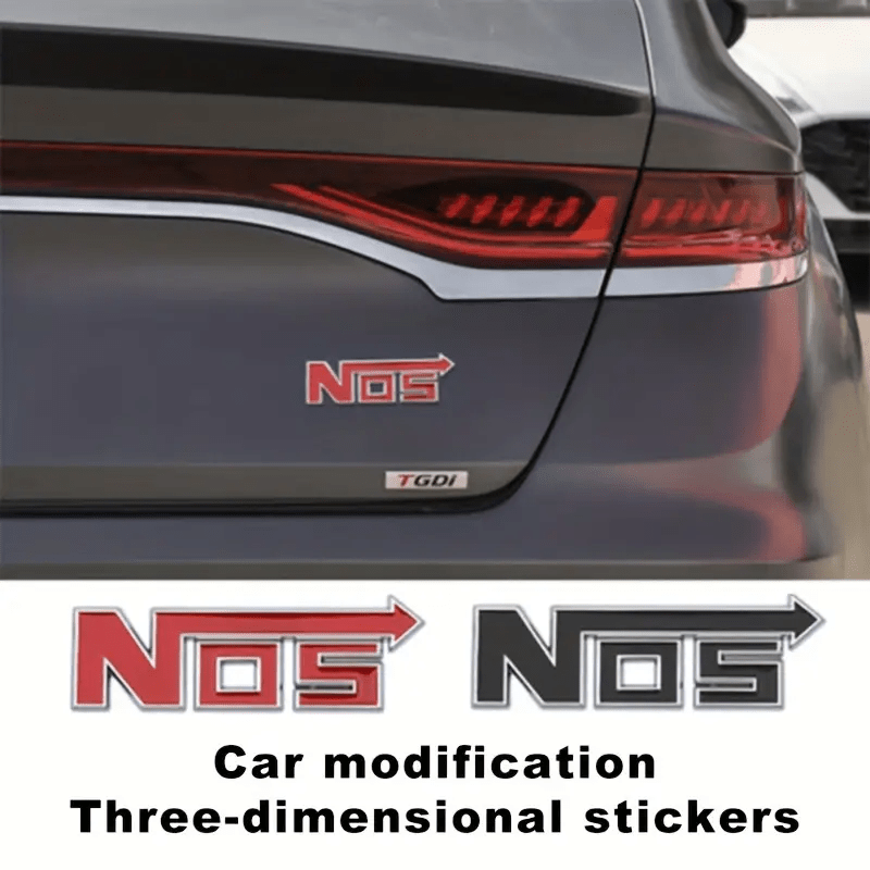 NOS Auto Emblem Nos Flasche 3D Sticker Schwarz 3,2x11 cm