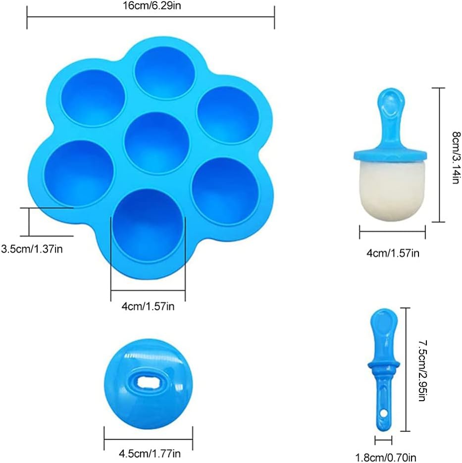 Eis Pop Form Eisformen Silikon Nesloonp Eisförmchen Popsicle Formen Wiederverwendbar Mini Eisformen mit bunten Kunststoff-Sticks für Kinder Baby Förmchen zum Einfrieren (Blau&Orange)