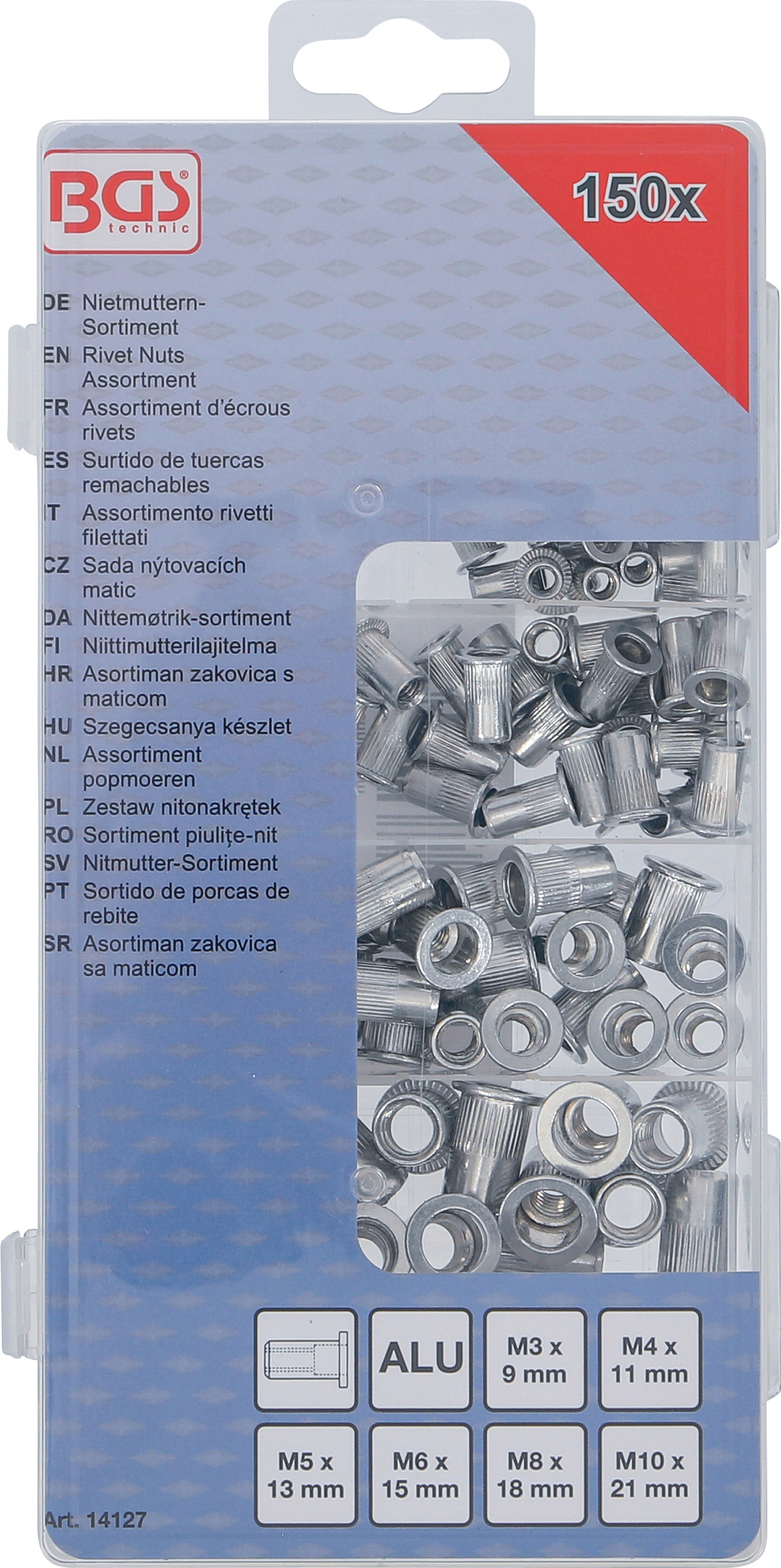 BGS Nietmuttern-Sortiment | Aluminium | 150-tlg.