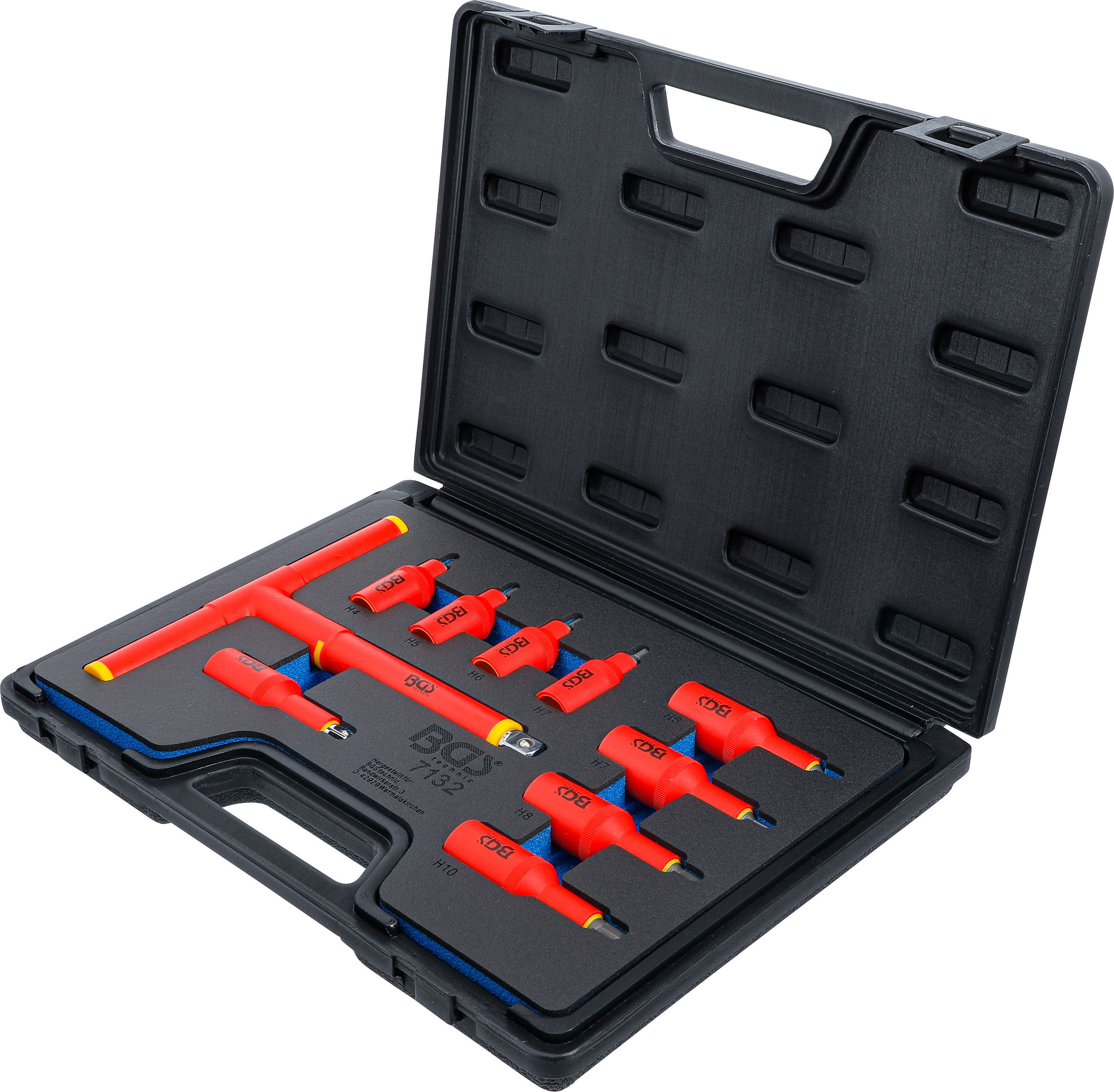 BGS VDE-Bit-Einsatz-Satz | Antrieb Innenvierkant 10 mm (3/8") / 12,5 mm (1/2") | Innensechskant 4 - 10 mm | 10-tlg.