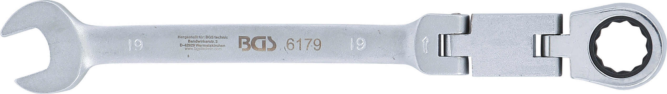 BGS Doppelgelenk-Ratschenring-Maulschlüssel | abwinkelbar | SW 19 mm