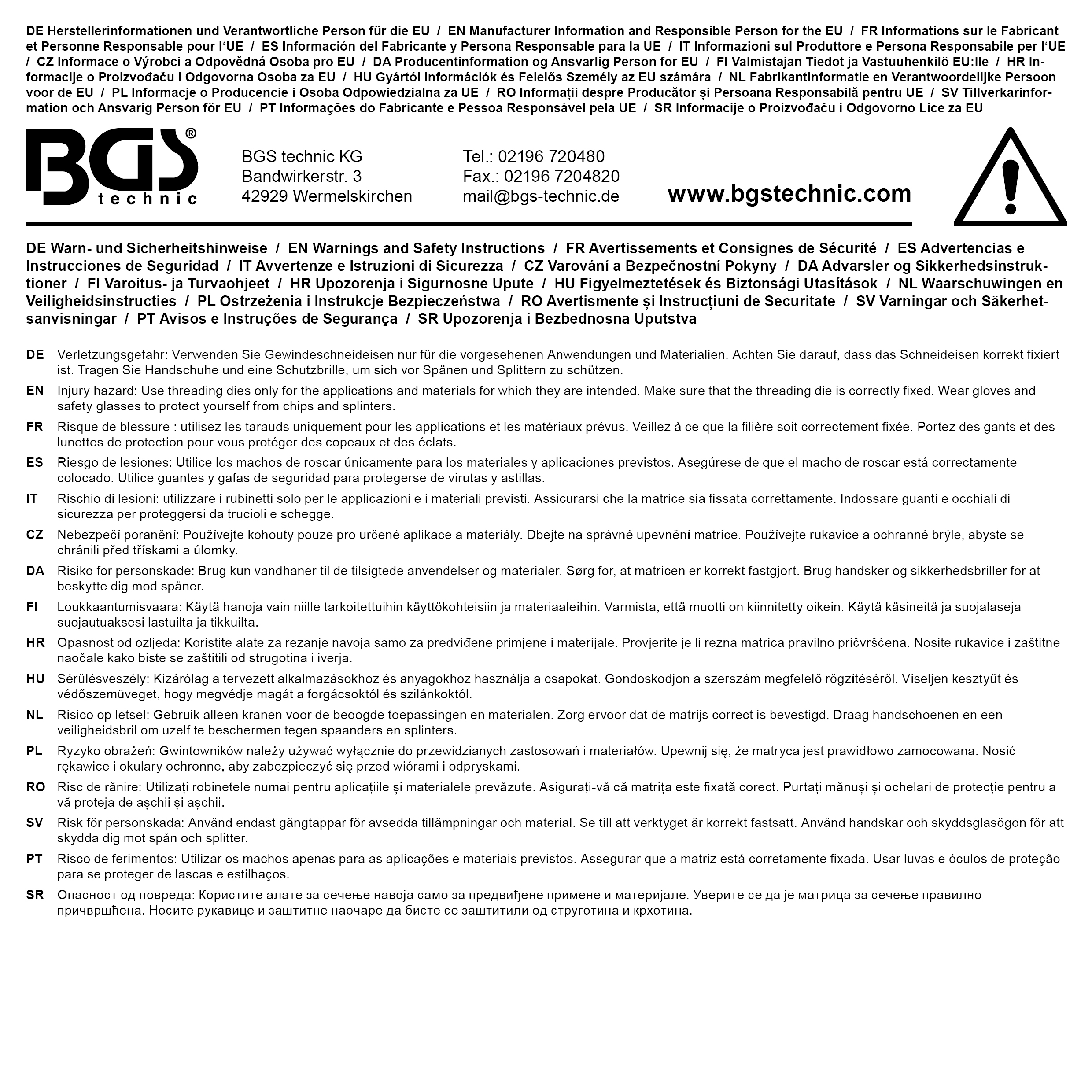 BGS Gewindeschneideisen | M12 x 1,25 x 30 mm