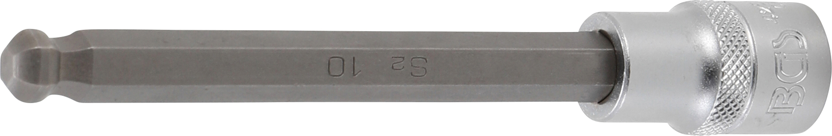 BGS Bit-Einsatz | Länge 140 mm | Antrieb Innenvierkant 12,5 mm (1/2") | Innensechskant mit Kugelkopf 10 mm