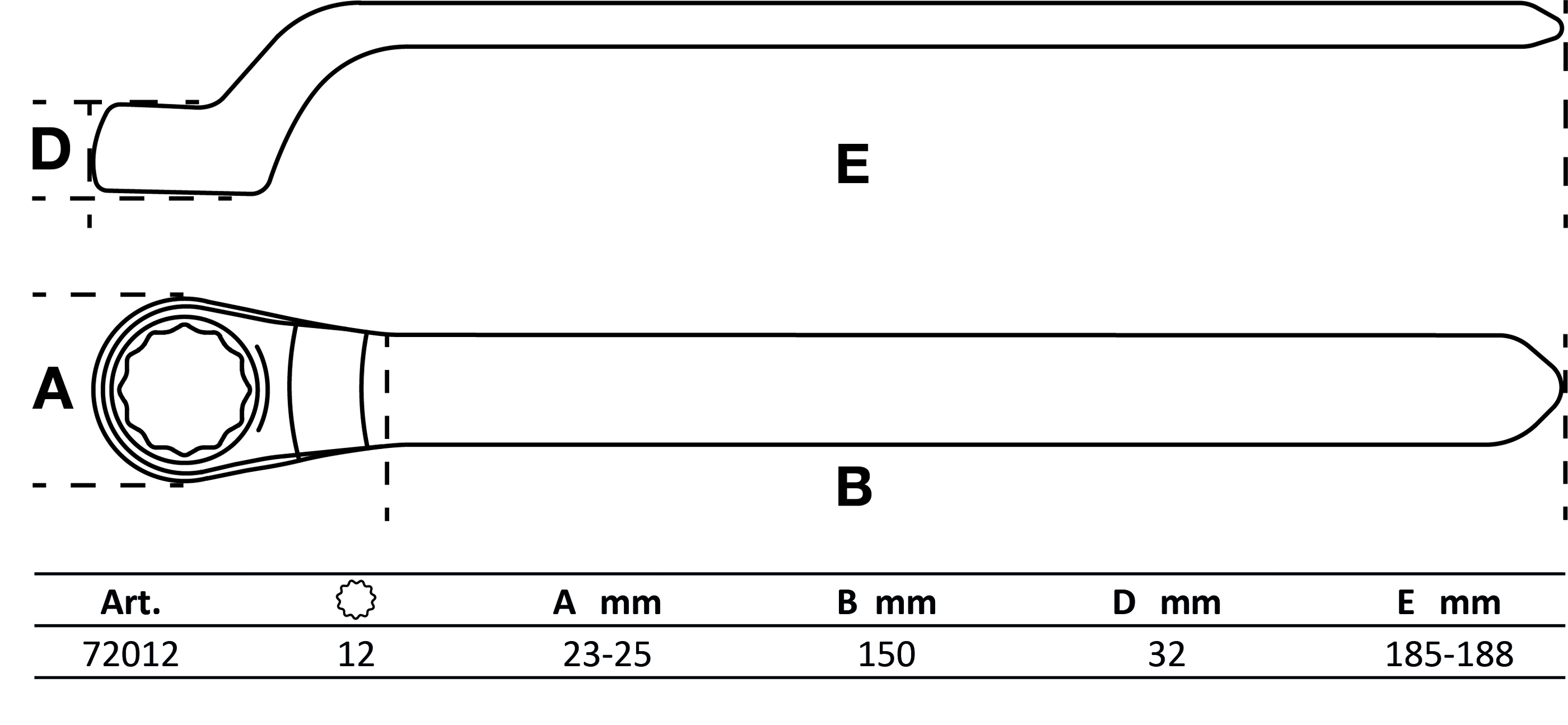 BGS VDE-Einringschlüssel | tief gekröpft | SW 12 mm