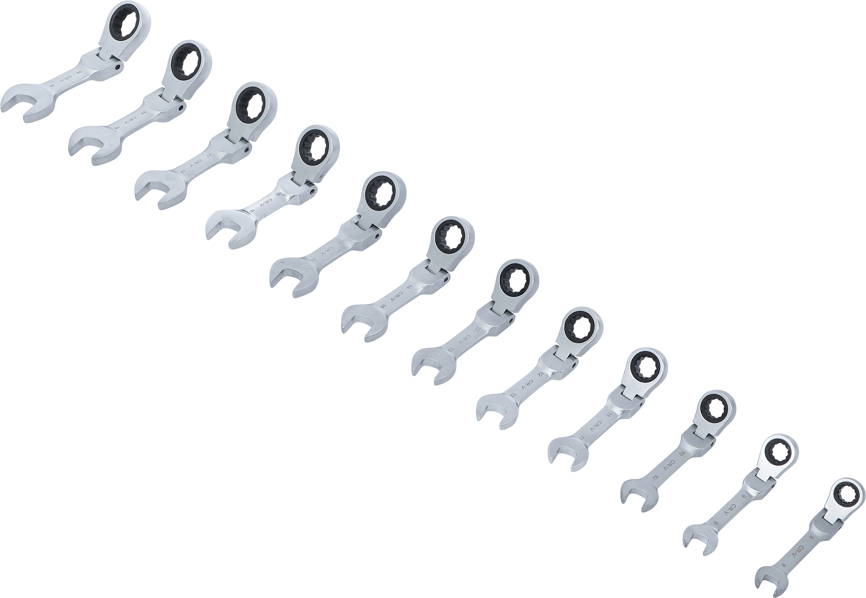 BGS Ratschenring-Maulschlüssel-Satz | kurz | abwinkelbar | SW 8 - 19 mm | 12-tlg.