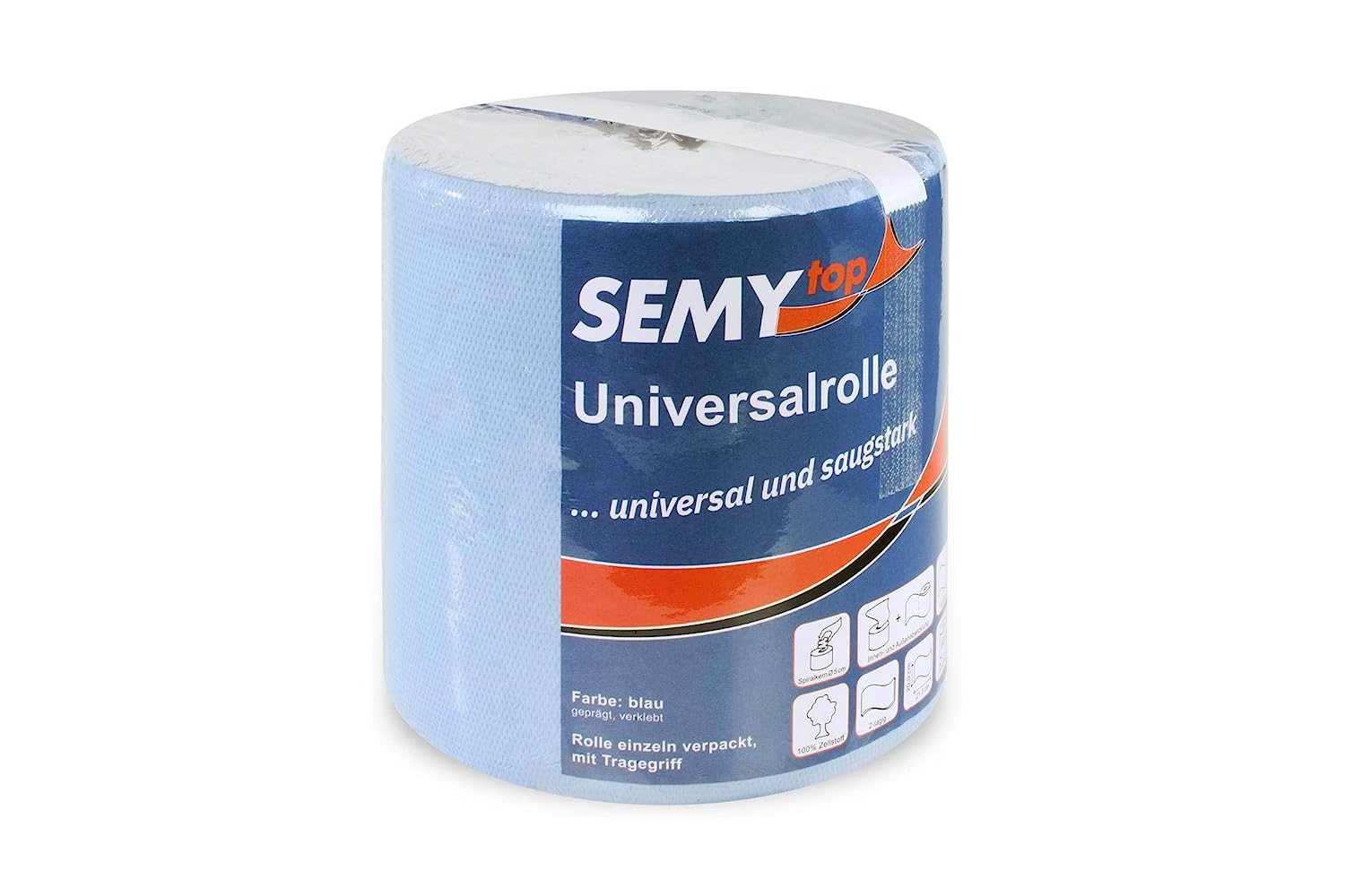 SEMYtop MIDI Papierhandtuchrolle Universalrolle Putzpapier Rolle blau 2-lagig 20 cm 450 Blatt